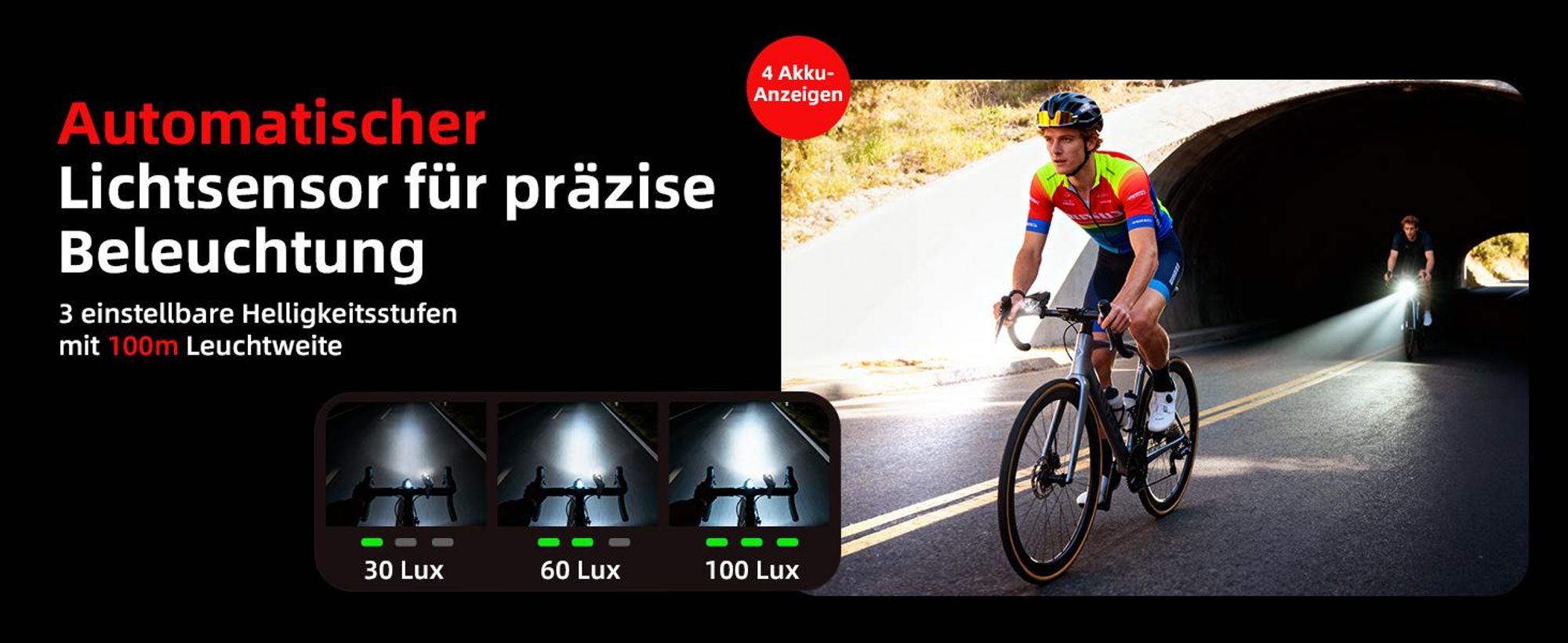 Fahrradlicht Set StVZO-zugelassen Beleuchtungsset, USB-C Aufladbar wasserdicht Fahrradlampe LED Frontlicht + Rücklicht mit Bremslicht & Blinkfunktion