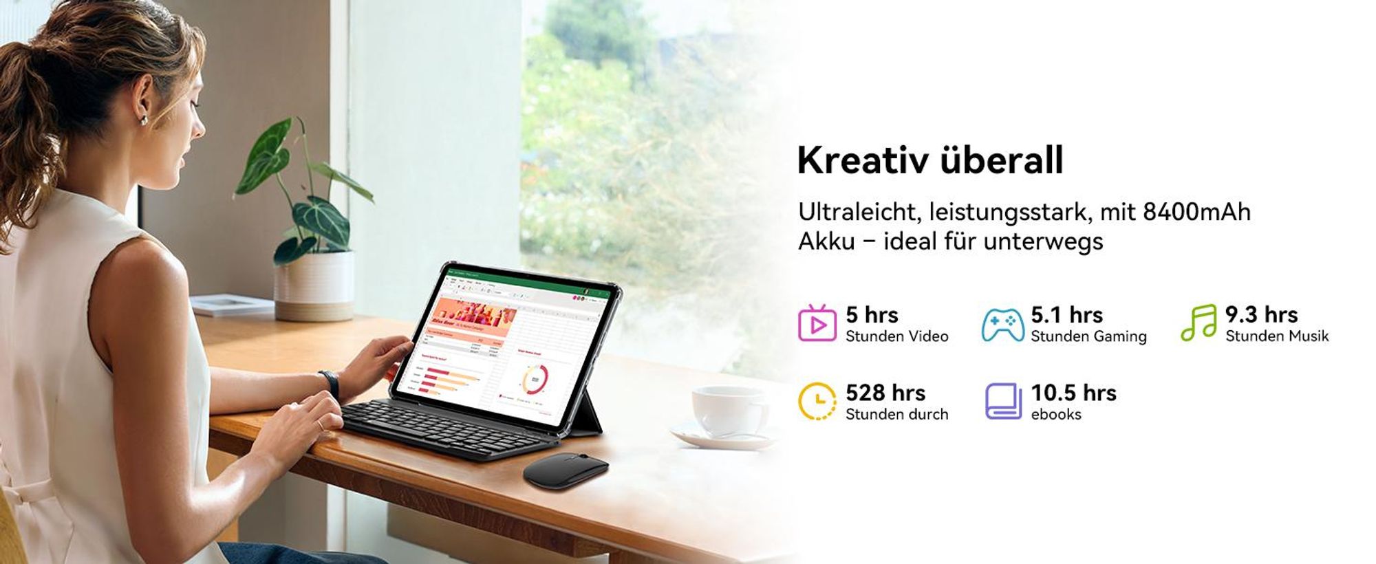 Blackview Link 8 Tablet 12.7", 2K+ IPS Display, 90Hz, Android 15, Gemini AI, 18(6+12)GB RAM+256GB ROM+2TB TF, 8400mAh, PC Mode, Gemini AI