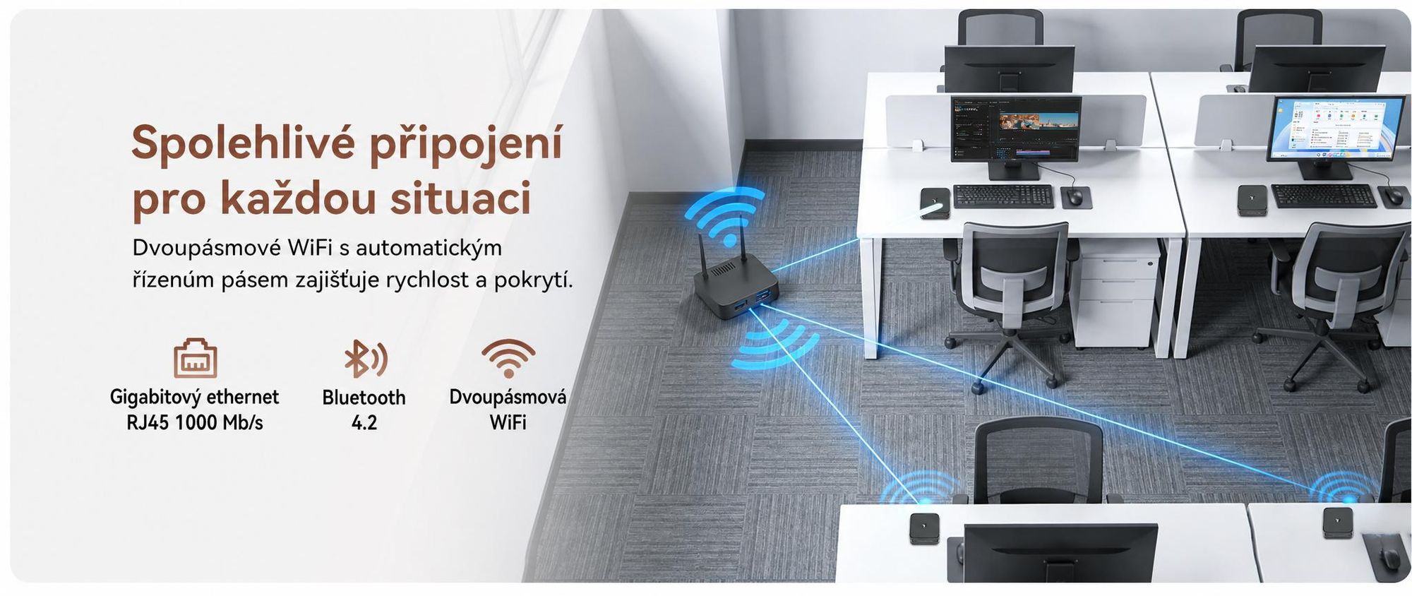 Stolní počítač Blackview Huidun H80 MiniPC, AMD Ryzen 5 3500U, 16 GB DDR4, 512 GB SSD, duální gigabitové připojení LAN, duální 4K výstup, montáž VESA, ultra tichý (26 dB)