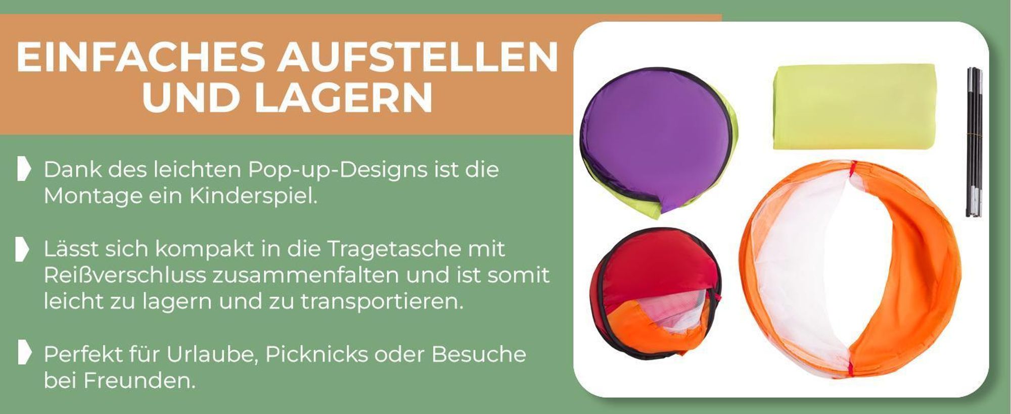Selonis 3in1 spielzelt mit tunnel spielplatz popup bällebad keine balle 120x100x375 für kinder, blau