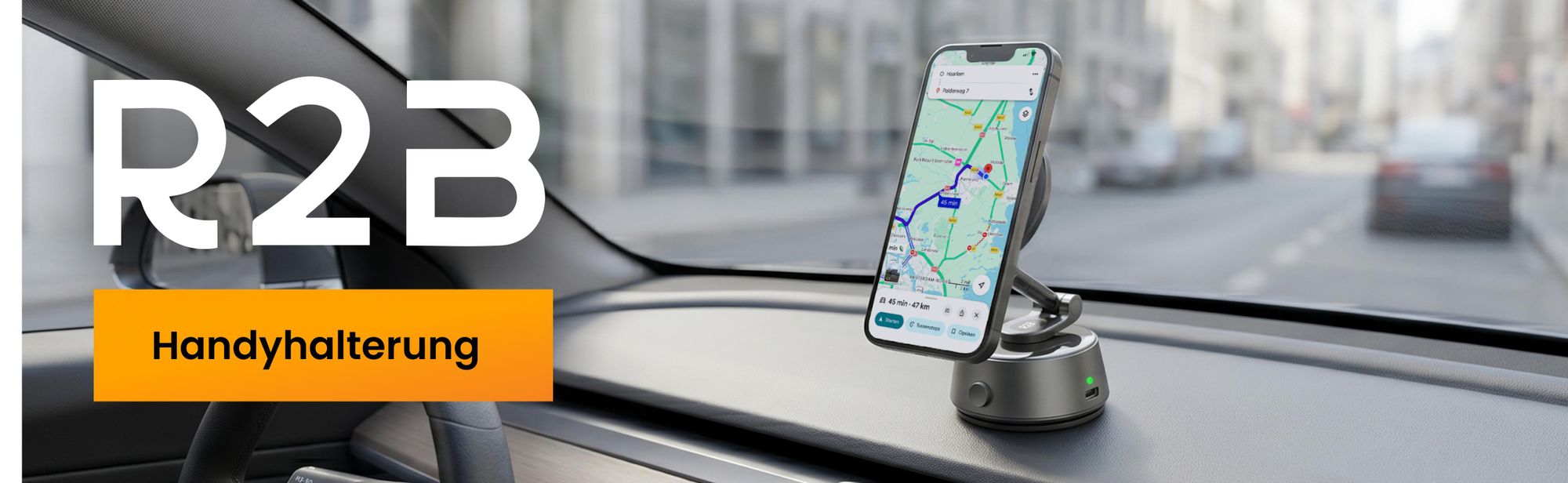 R2B Autohandyhalterung mit elektrischem Vakuum-Saugnapf, magnetisch und klappbar, für Armaturenbrett und Scheibe, kompatibel mit MagSafe