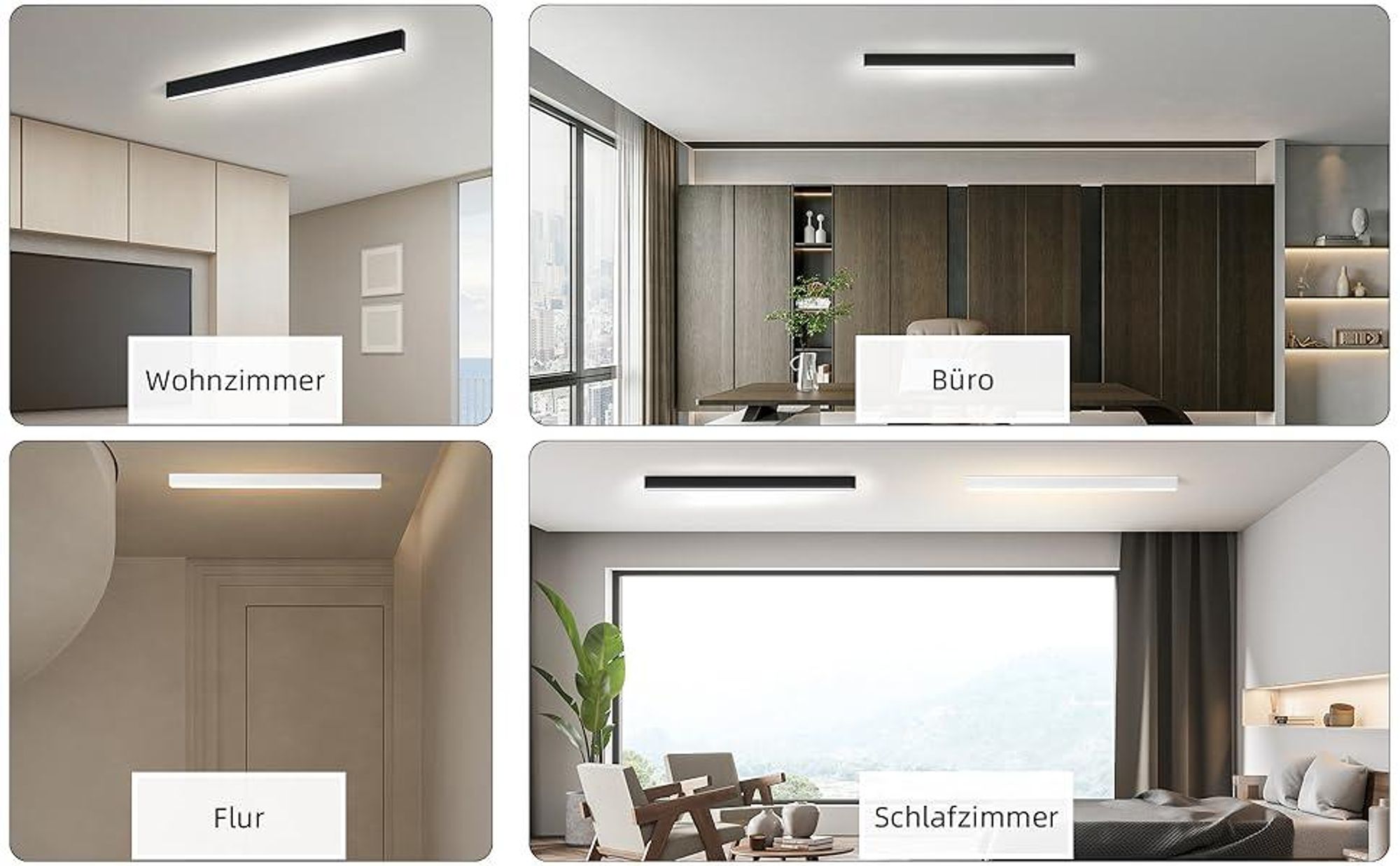 ZMH LED Deckenleuchte Wohnzimmer Deckenlampe 17W Modern Schwarz Deckenbeleuchtung 53.6CM Dimmbar mit Fernbedienung für Schlafzimmer Küche Büro Esszimmer