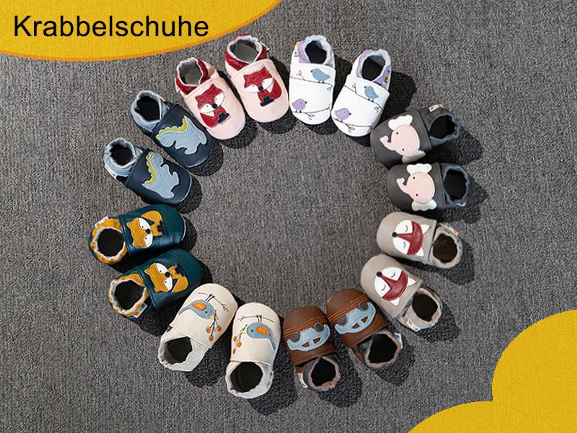 YALION® Baby Krabbelschuhe aus Echtleder, weiche Lauflernschuhe für Mädchen & Jungen, rutschfeste Ledersohle, Schwarz, Größe L (12–18 Monate)