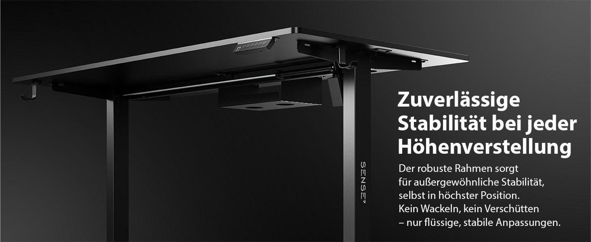 SENSE7 Nojo Höhenverstellbarer Schreibtisch 140x70 cm Elektrisch Dunkelbraun Gaming Tisch Computertisch Standing Desk Memory Funktion Holzoptik XXL