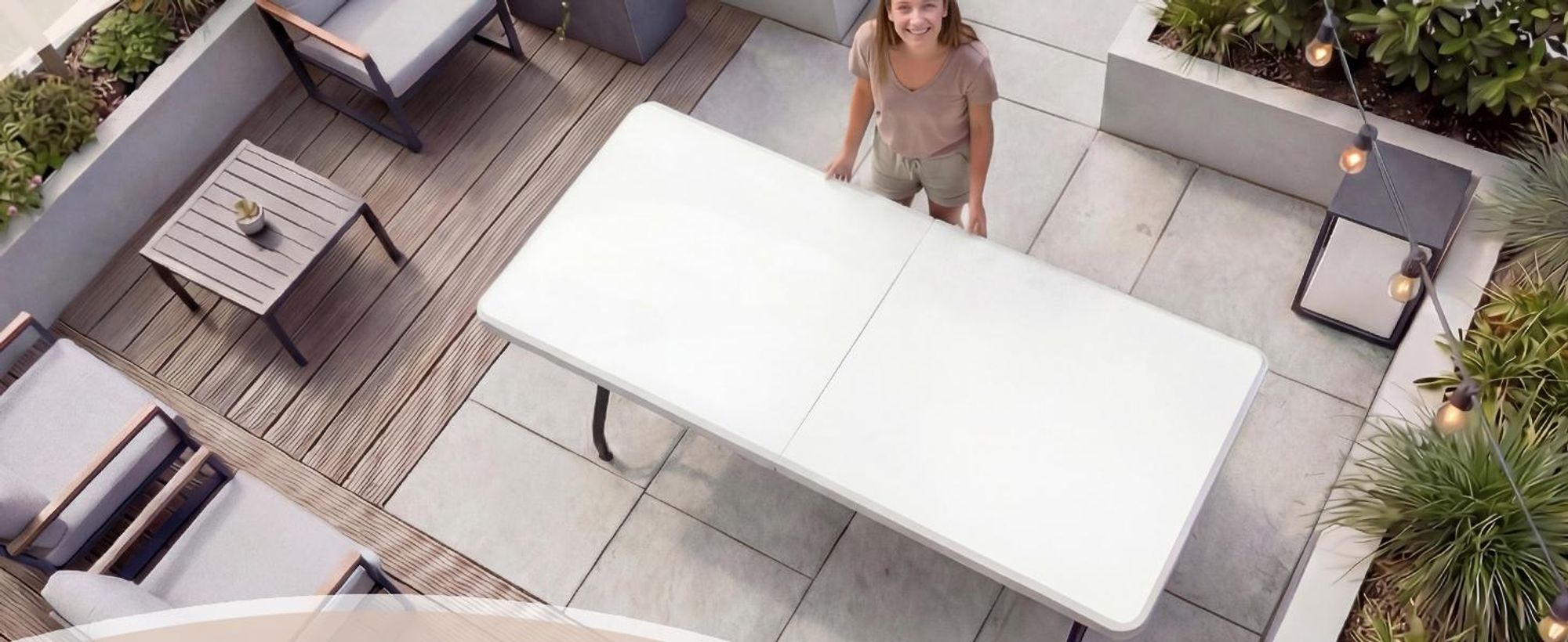 Casaria® 2X Campingtisch 180x75cm Klappbar Wetterfest Tragbar Kunststoff Garten Terrasse Camping Balkontisch Klapptisch Buffettisch Buffettisch Weiß
