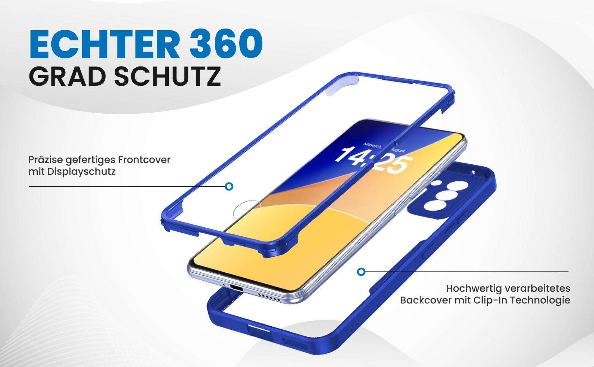 Blaues 360 Grad Case für Samsung Galaxy S23 mit Schutz von beiden Seiten