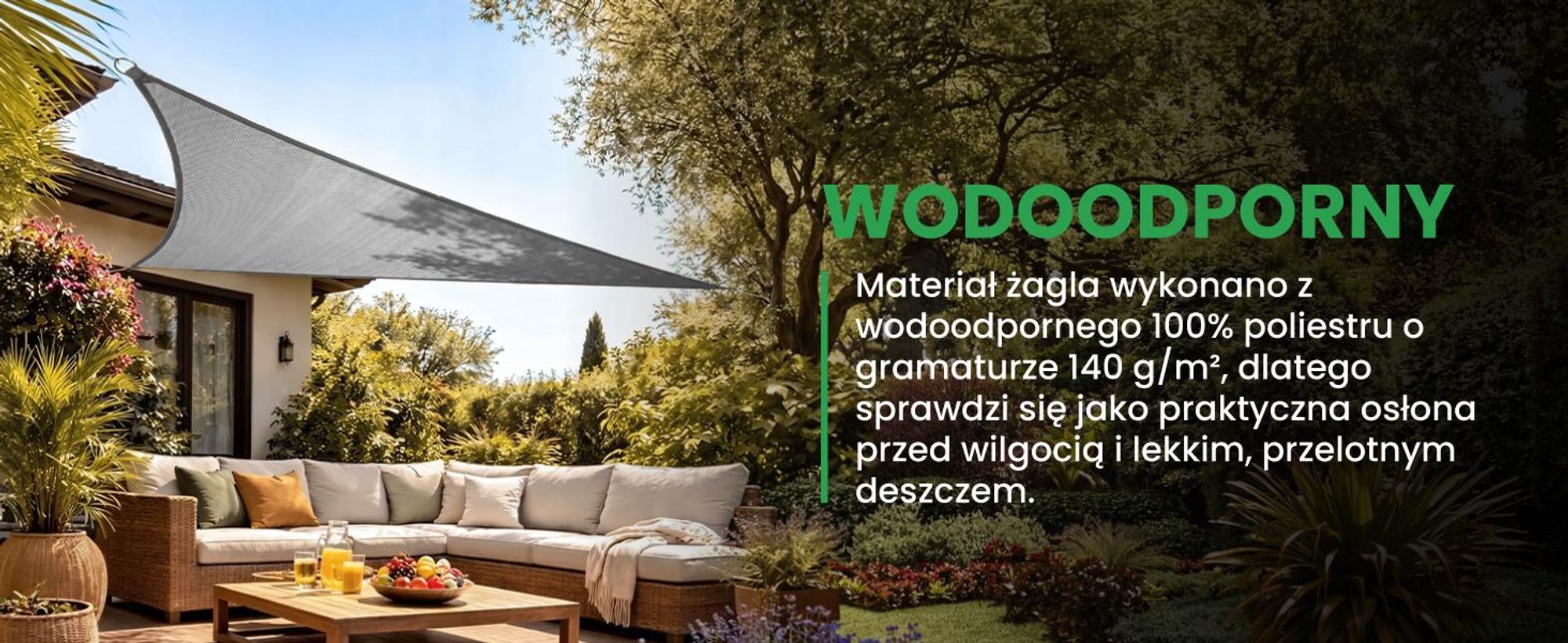 Trójkątny przeciwsłoneczny żagiel ogrodowy wodoodporny 3 na 3 na 3 metra szary
