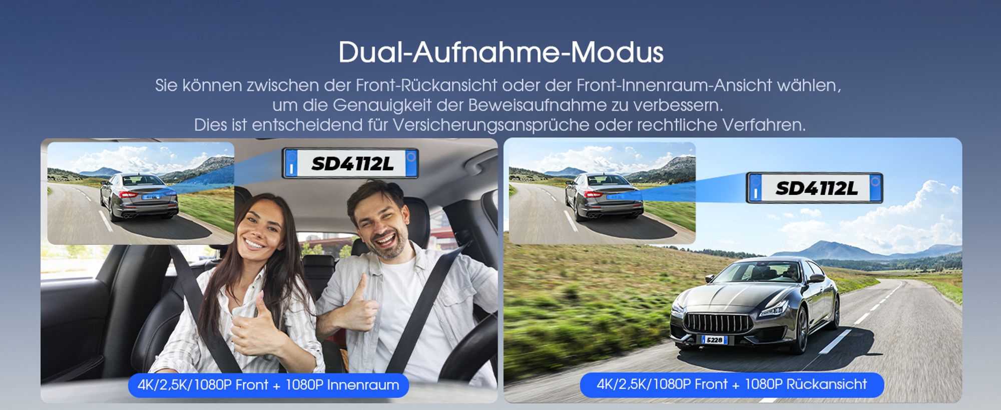 5K 3-Kanal-Dashcam Auto Wi-Fi,GPS,3lens 4K+1080P+1080P Vorne Hinten Innen Autokamera mit 3-Zoll-IPS-Bildschirm,IR-Nachtsicht,24h Puffer Parkmodus