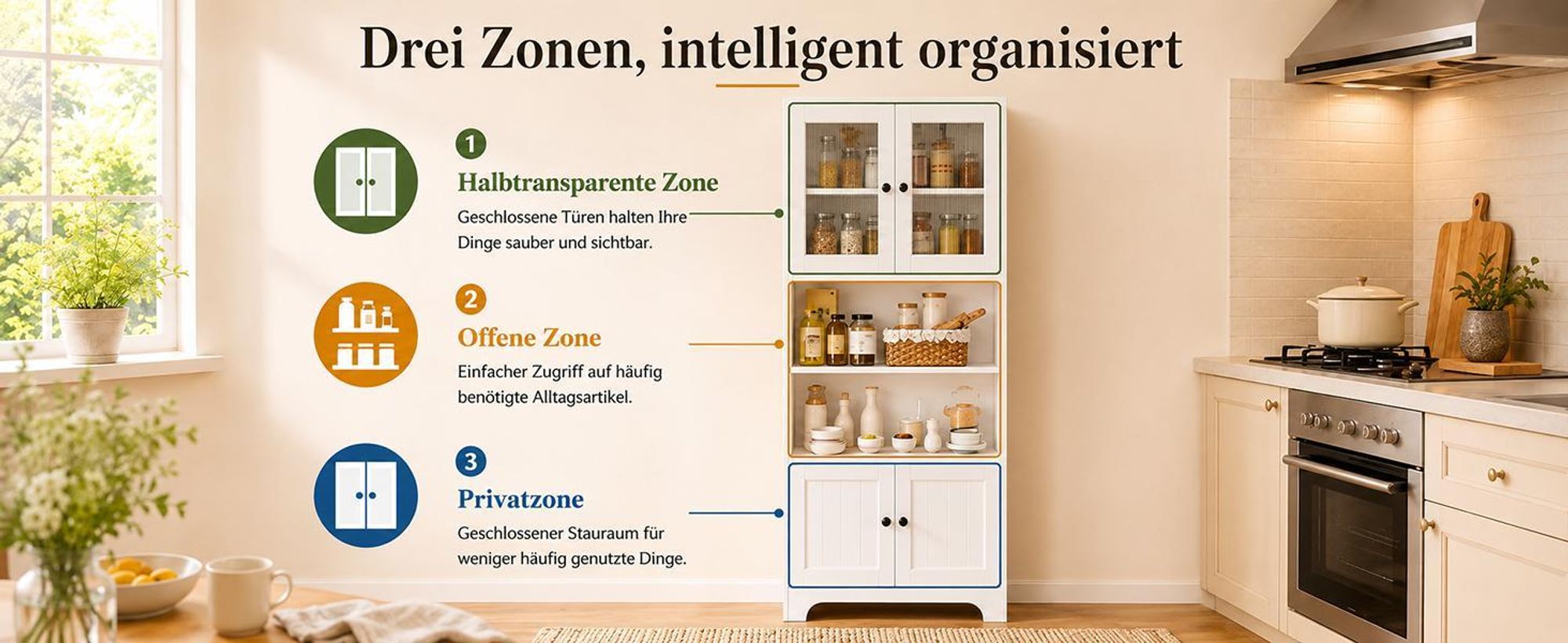 Yorbay Hochschrank Badezimmerschrank mit 2 Ablageböden und 4 Türen, Vielseitiger Aufbewahrungsschrank für Bad, Küche & Wohnzimmer, 57,5 x 28,5 x 162,5