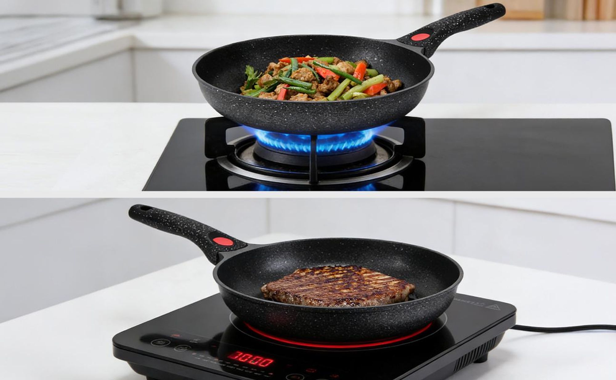 Antihaft Pfanne Bratpfanne, abnehmbarer Stiel, Alle Herdarten inkl. Induktion, Ø 28 cm, 5 cm hoch