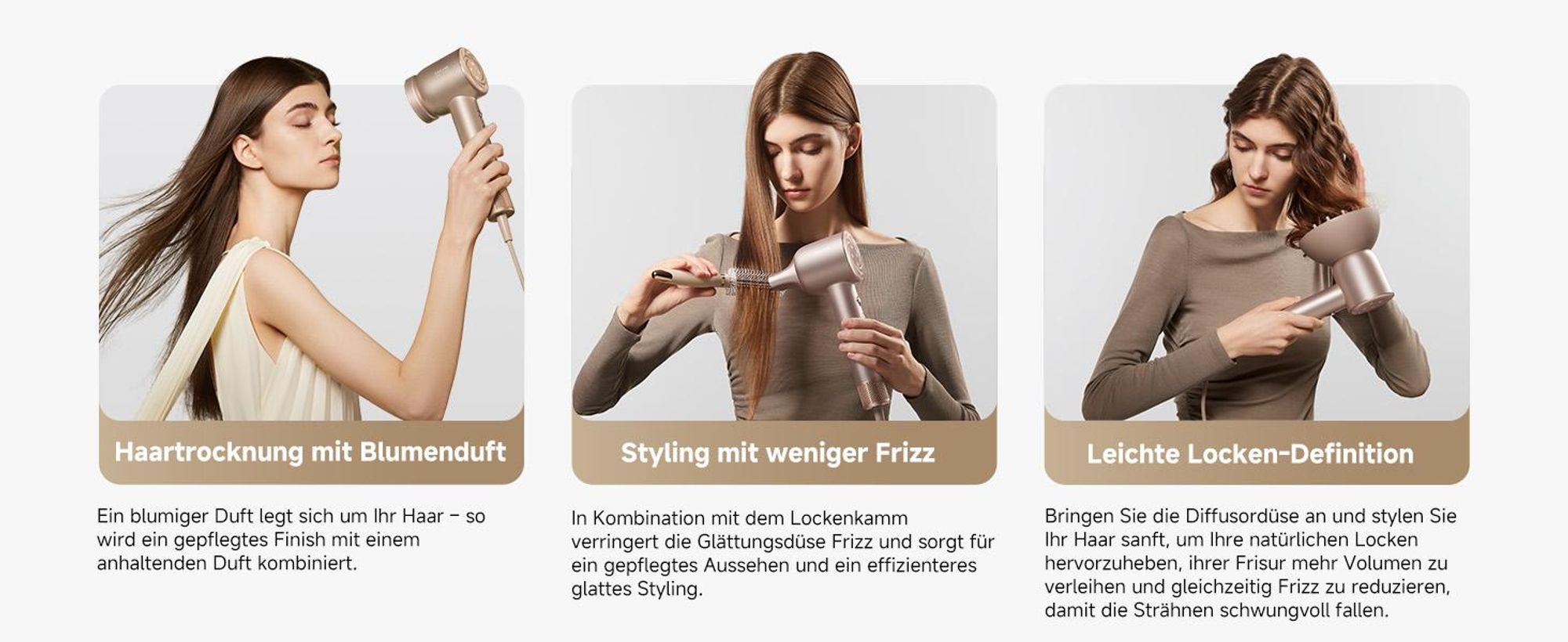 Dreame Glory Mix Haartrockner Mit Negativen Ionen,Aromatherapie-Haarpflege,3 austauschbare Multifunktionsdüsen,NTC 55℃ Temperaturregelung,110K RPM