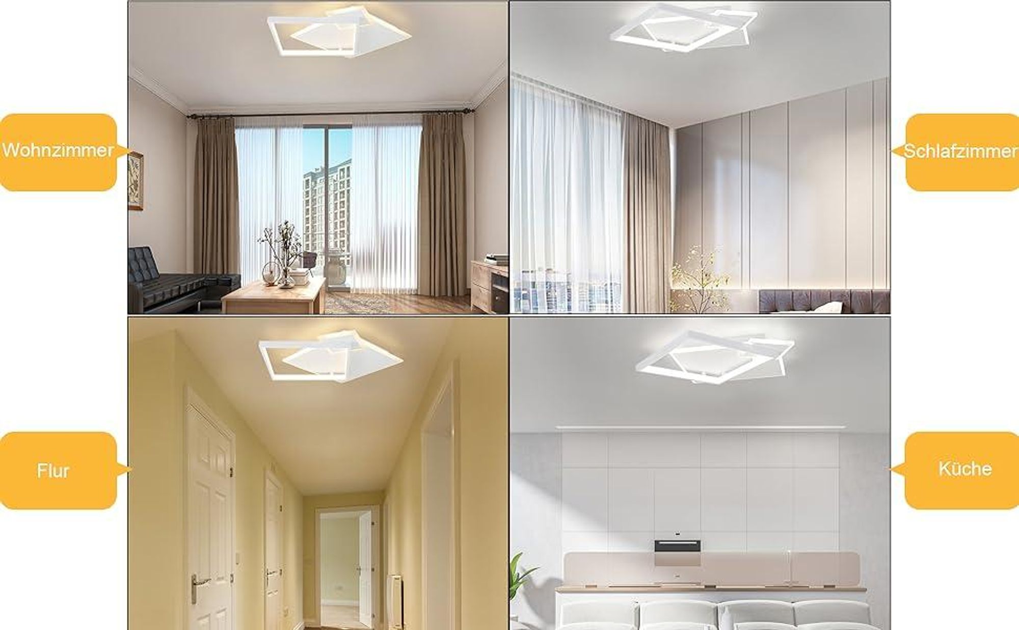 ZMH Deckenlampe LED Deckenleuchte Wohnzimmer - Schwarz Dimmbar Wohnzimmerlampe 50W Modern Design mit Fernbedienung aus Metall Deckenbeleuchtung fš¹r Esszimmer Kš¹che Jugendzimmer Schlafzimmer