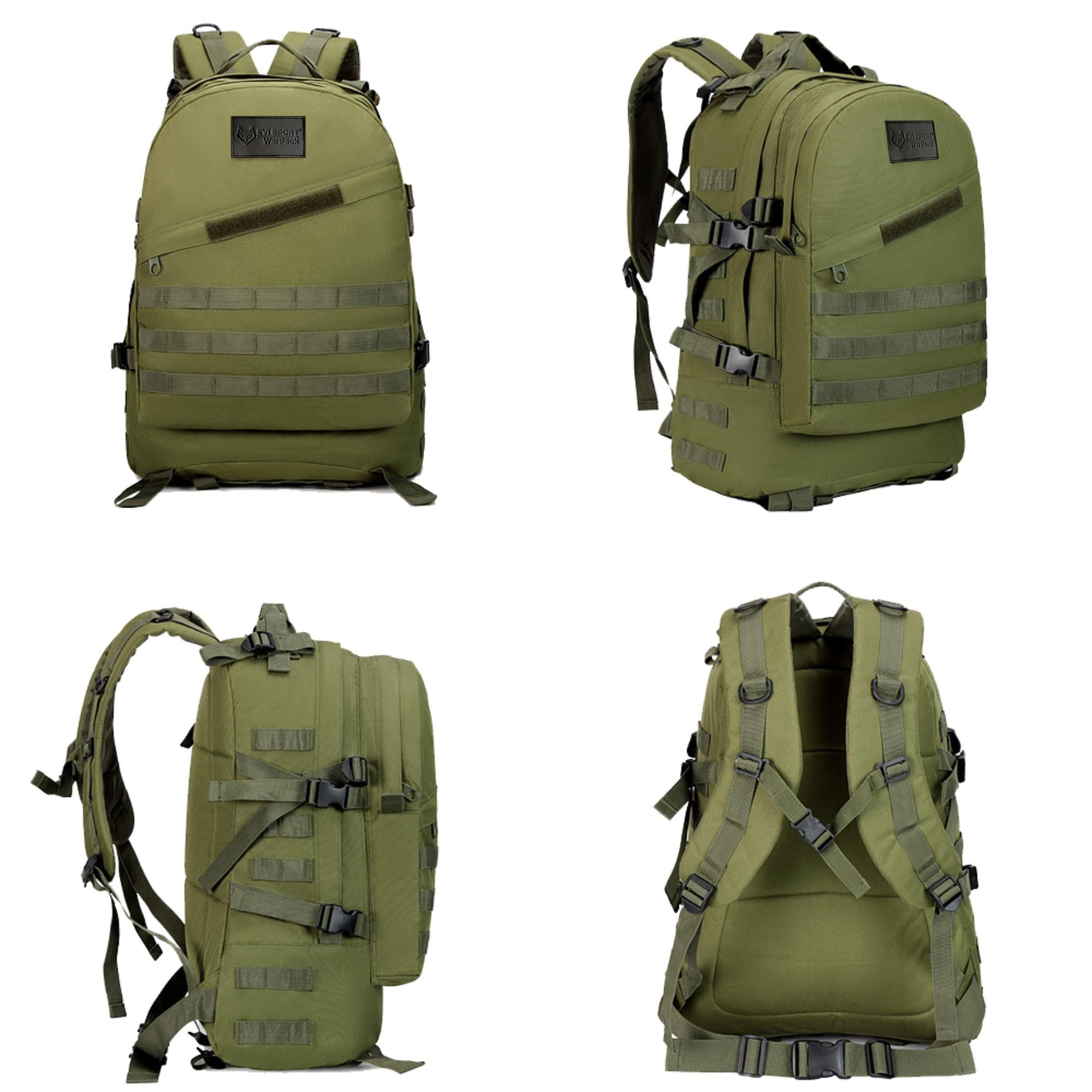 Taktischer Militär Rucksack 20-40L, Outdoor Trekkingrucksack Army Green, Kompakt & Robust für Wandern, ASG & Sport, EVI SPORT Warpack Grün