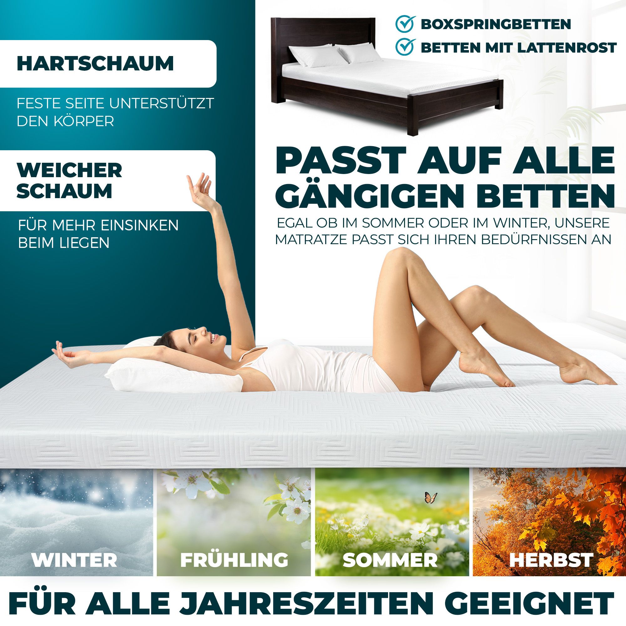 MARQA Matratze Kaltschaummatratze Höhe 15cm Härtegrad H3/H4, 90x200 cm