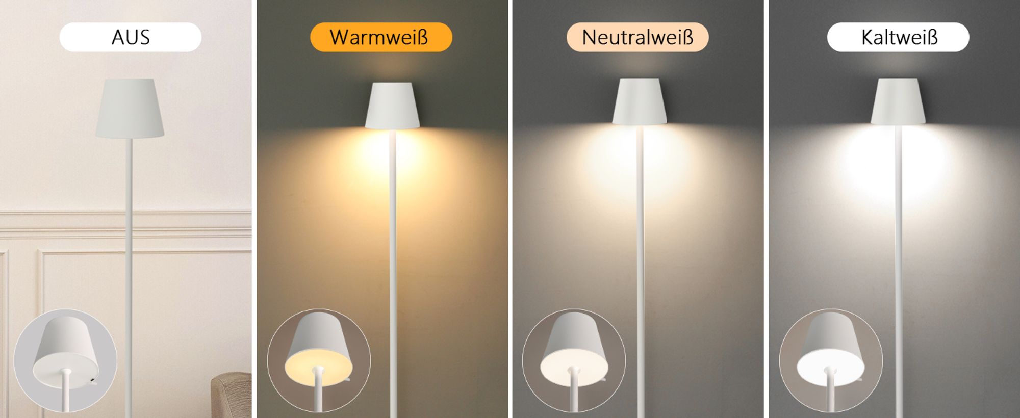 ZMH Stehlampe Wohnzimmer LED Dimmbar Stehleuchte Modern USB Akku Standleuchte Lampe mit 3 Farbtemperaturen Weiß Stehlampe für Schlafzimmer Arbeitszimmer und Büro 125 cm