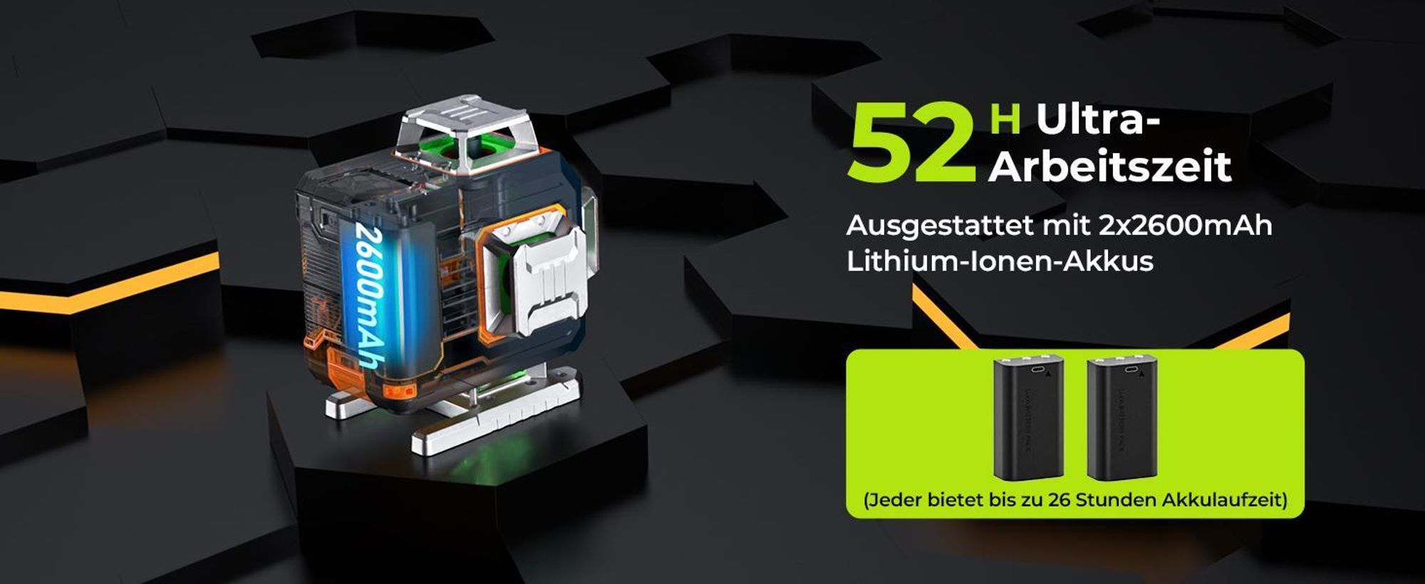 CIGMAN CM-S04 Kreuzlinienlaser 4x360° Grün mit App & LCD-Display