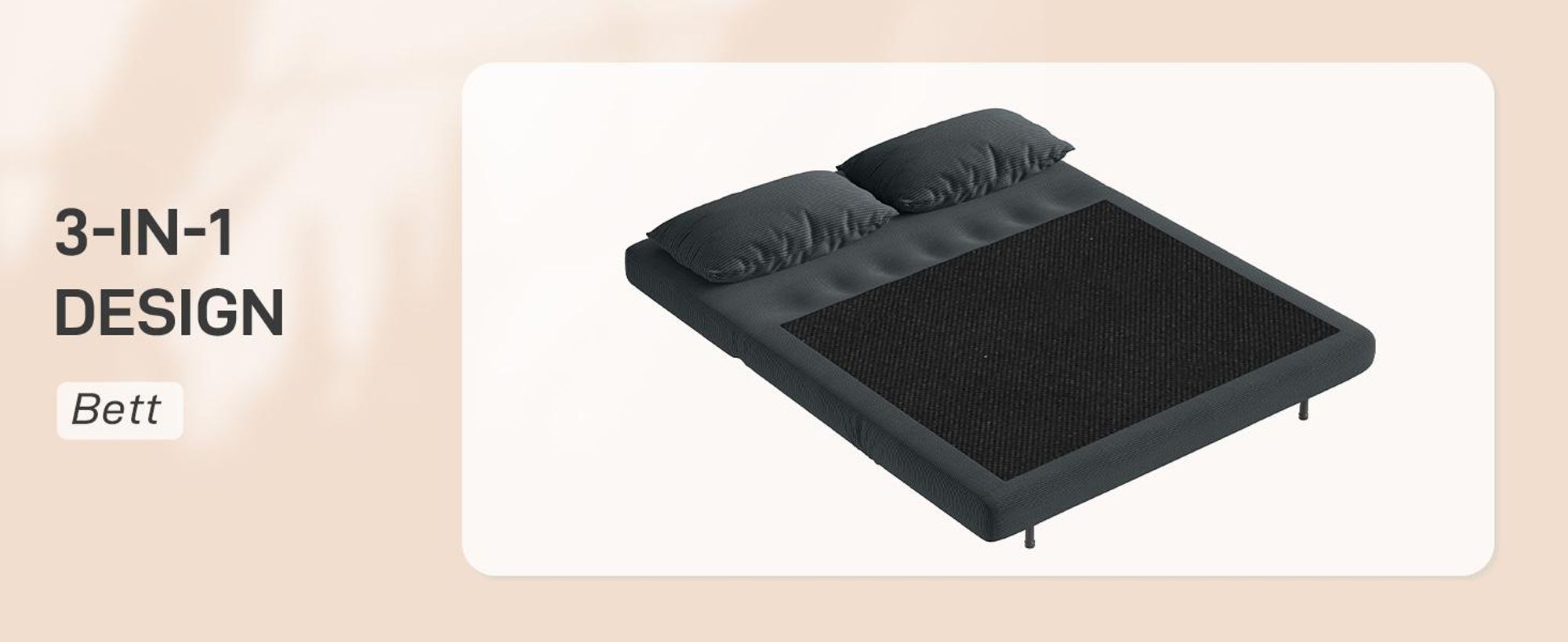 HOMCOM Schlafsofa, Klappsofa mit Bettfunktion, Rückenkissen Kordoptik Dunkelgrau