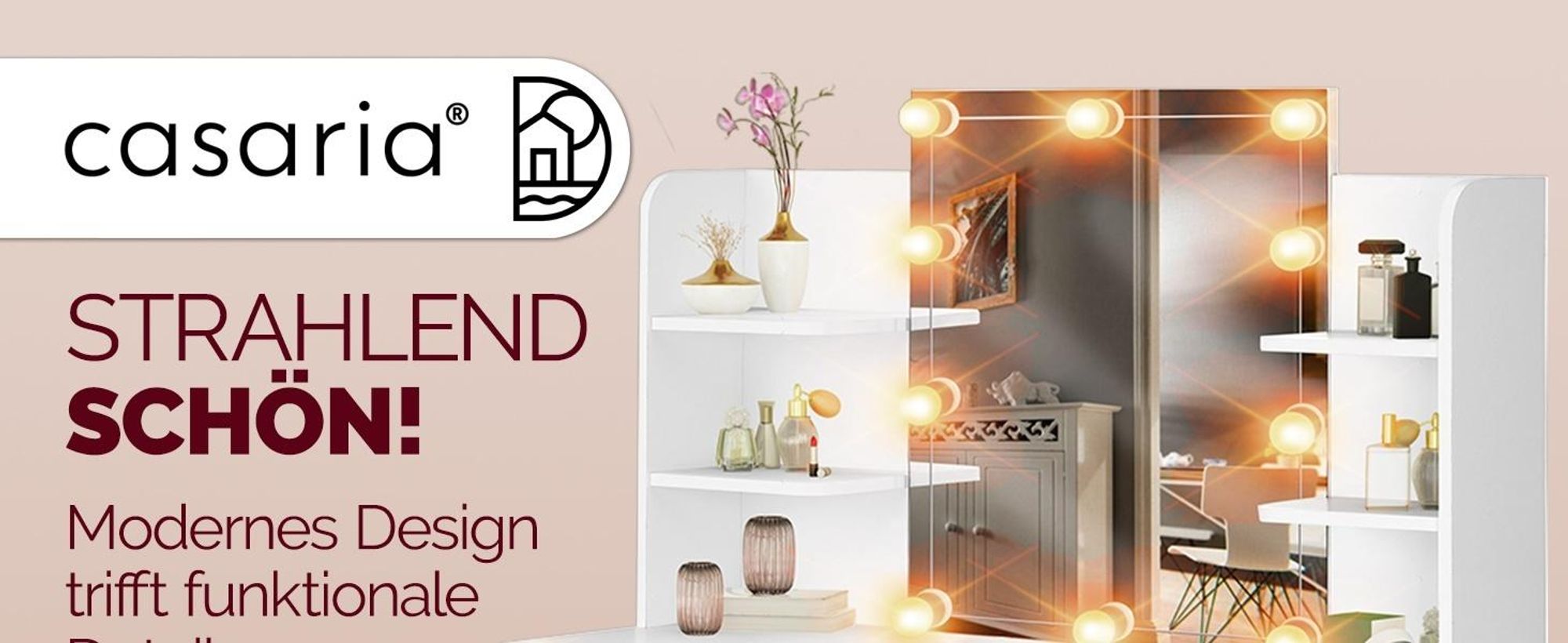 CASARIA® Schminktisch mit LED Beleuchtung und Spiegel