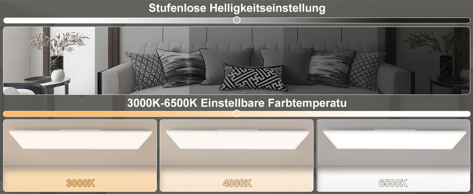 ZMH LED Deckenleuchten Panel 120x30 Dimmbar Deckenleuchte Flach RGB lampe Farbwechsel Büro mit Fernbedienung 36W Deckenlampe Küchenlampe Weiß