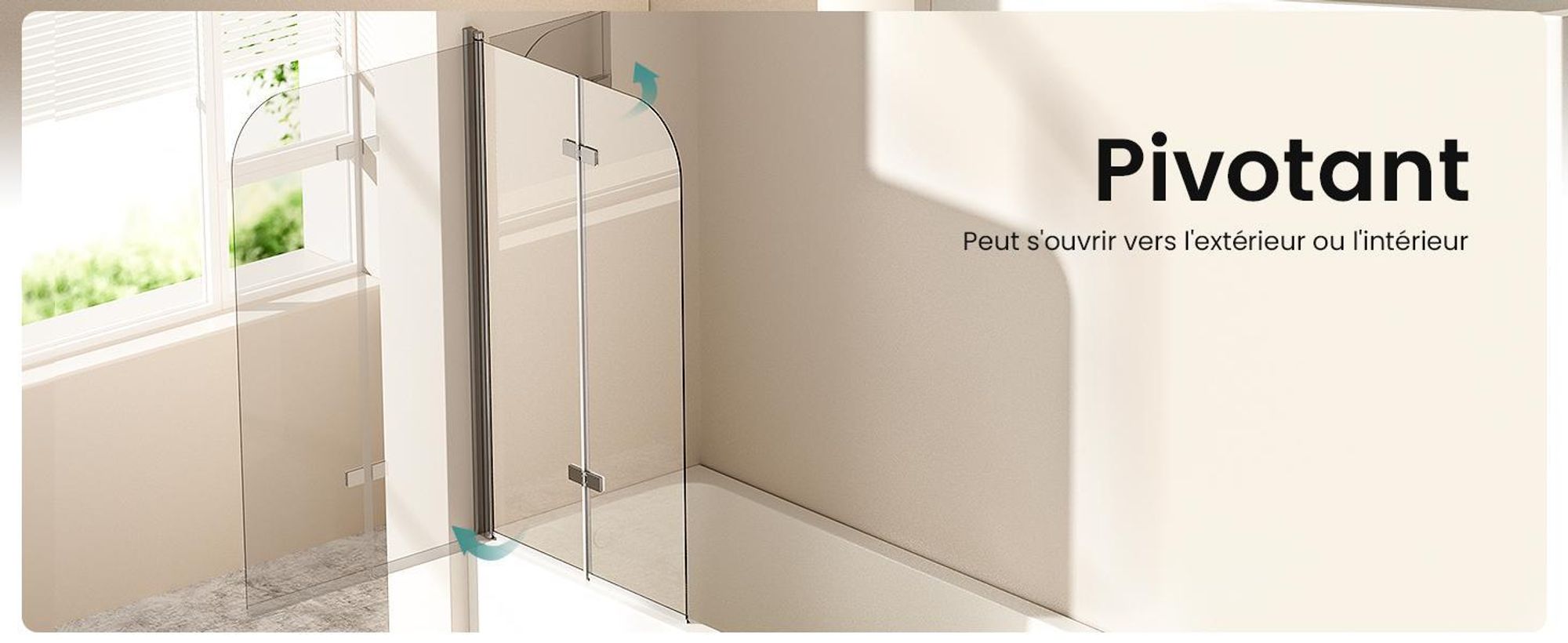 EMKE Paroi de douche pliante 120 x 140cm nano-revêtement ESG verre de sécurité double porte pliante paroi de douche en verre pour baignoires