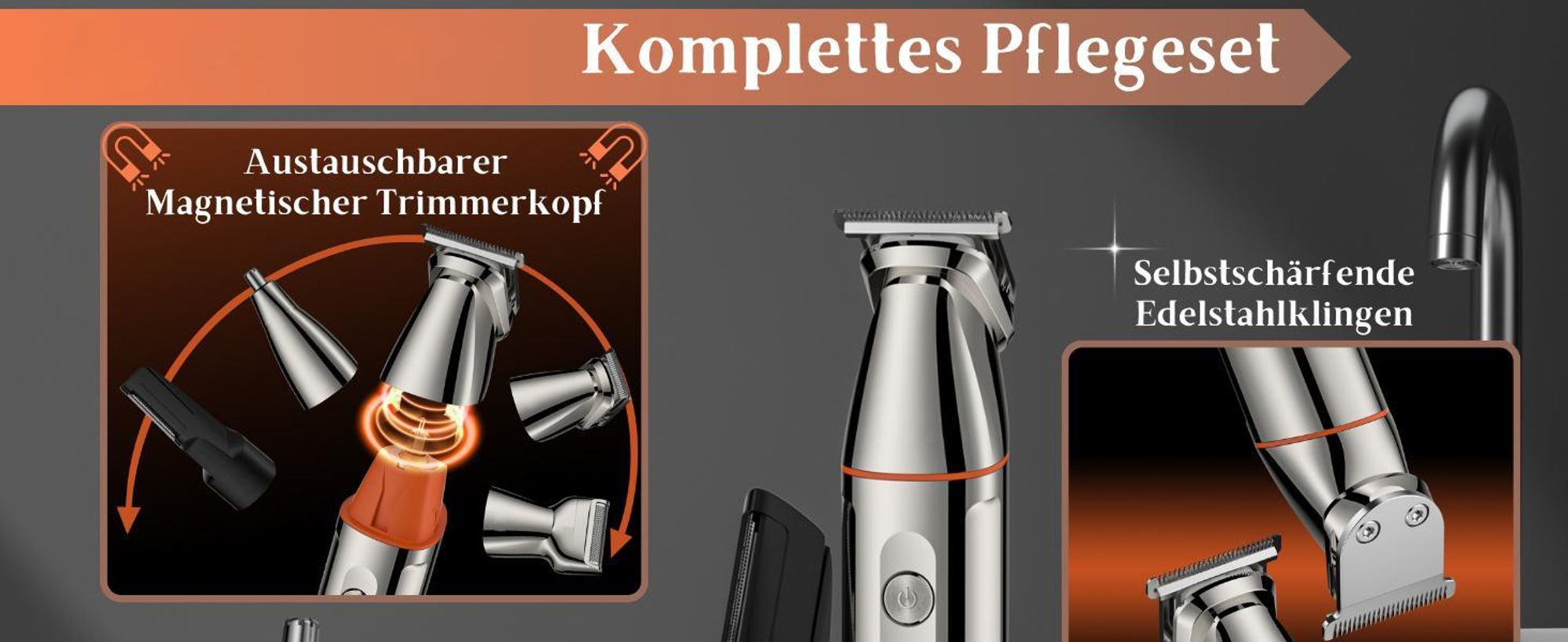 Elektrisch rasierer, Barttrimmer, 5-in-1 Elektrorasierer, Nasenhaartrimmer, Körperhaartrimmer, Haarschneider, Bartschneider, für Nase, Ohren & Körper