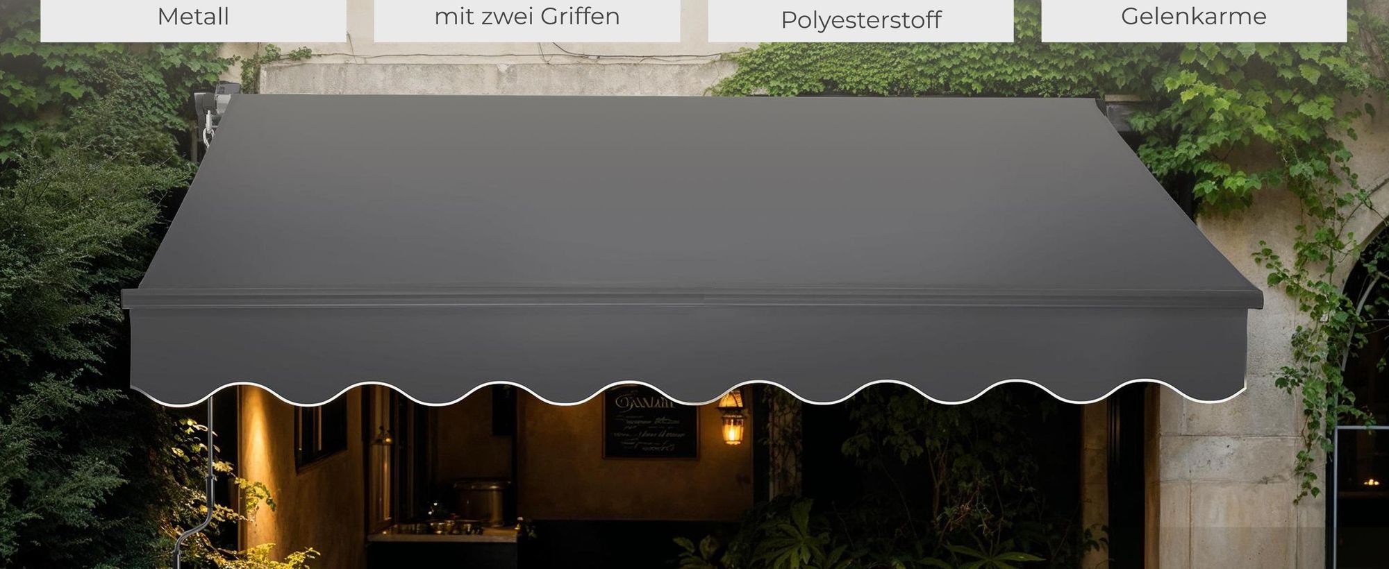 tectake® Gelenkarmmarkise Ornella verschiedene Größen inkl. Wandhalterung