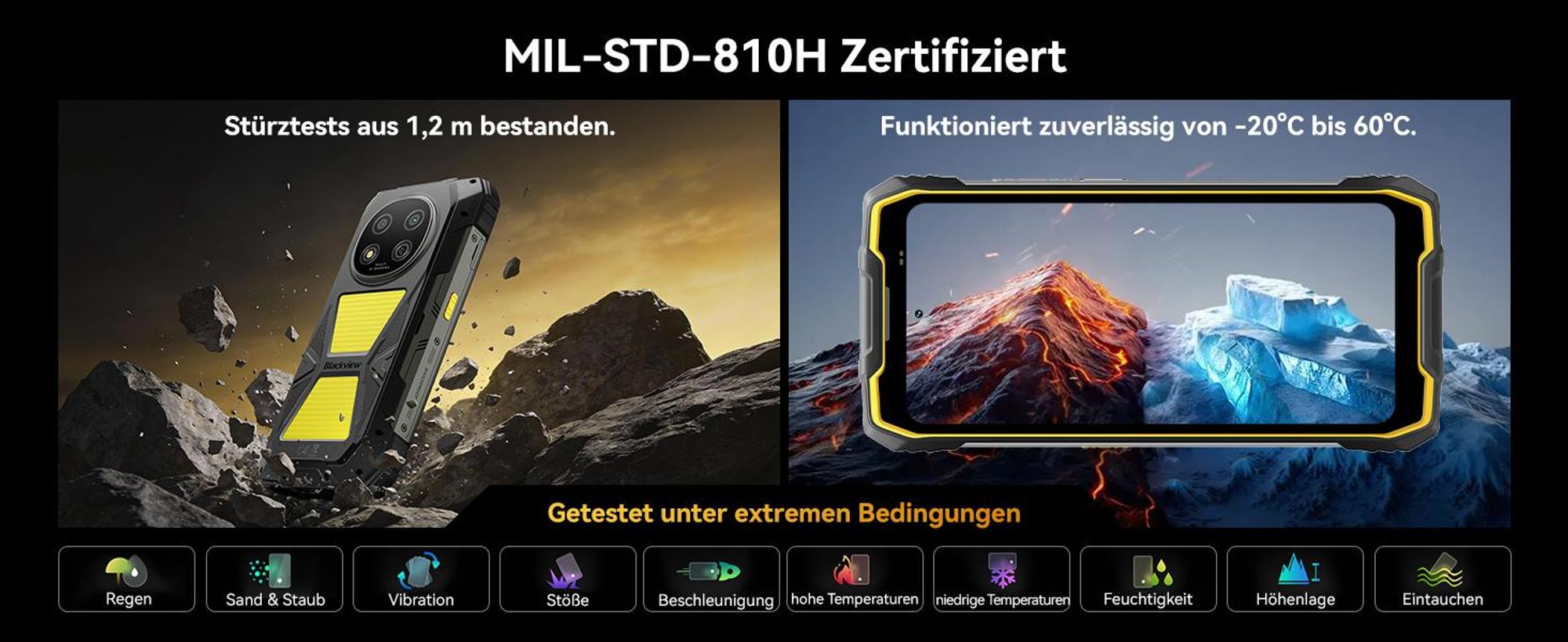 Blackview ROCK 2 Pro 6.67" 5G Ohne Vertrag Outdoor Smartphone mit 15000 mAh,32+256GB, Android 16,Dual-SIM,UNISOC T8100,DokeOS 5.0,120Hz,NFC,IP69K/IP68