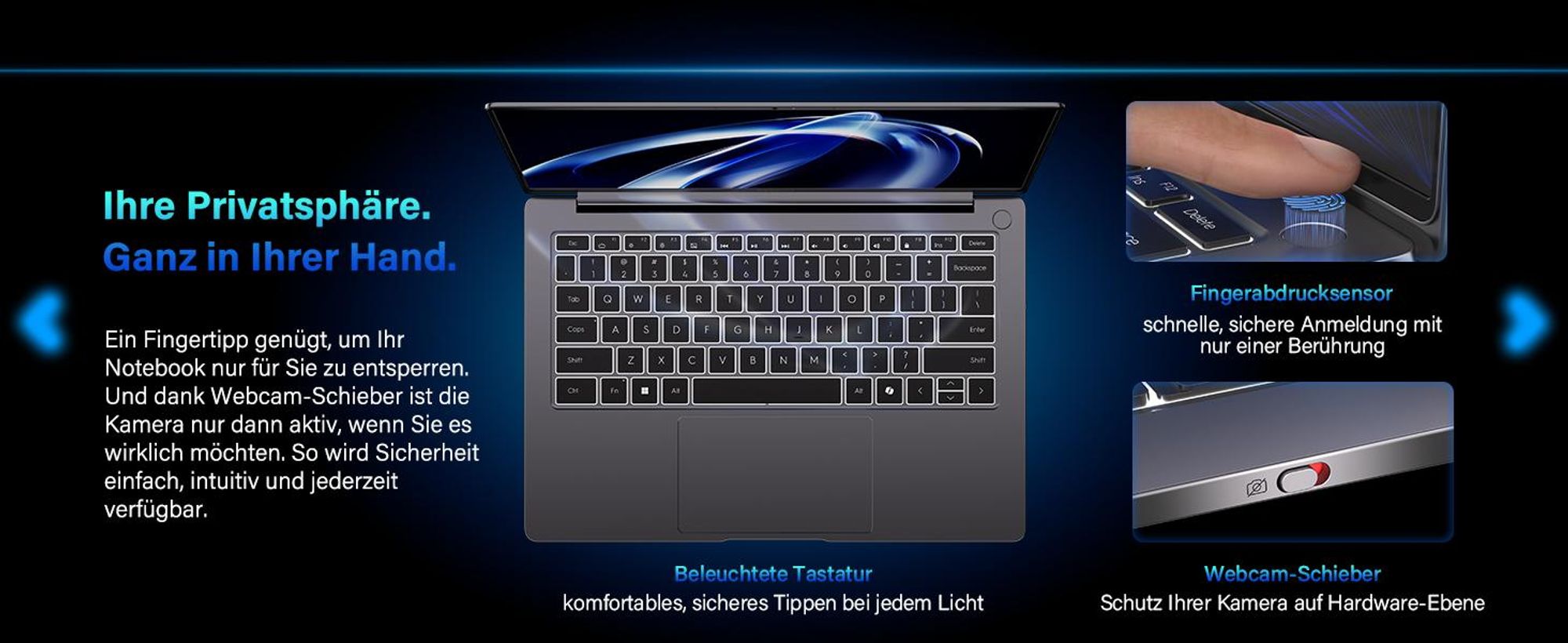 GEEKOM GeekBook X14 Pro Laptop, 999 g Ultraleicht, 14" 2.8K OLED, Ultra 9-185H, 32GB LPDDR5x RAM 7500MT/s, 1TB SSD, 2X USB4, Fingerprint & Webcam