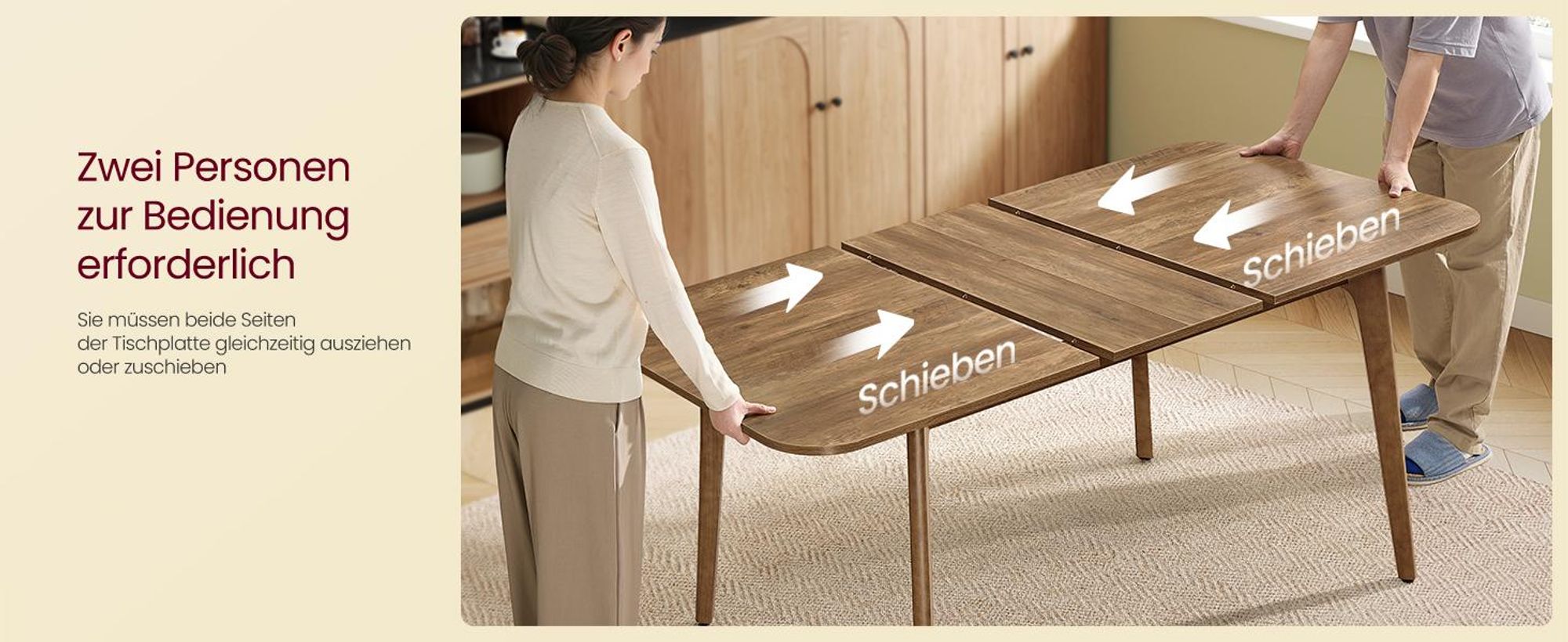 VASAGLE Esstisch, Esszimmertisch, Küchentisch, ausziehbare Tischplatte, 120 kg belastbar, für Esszimmer, Büro, Arbeitszimmer, schlichtes Design
