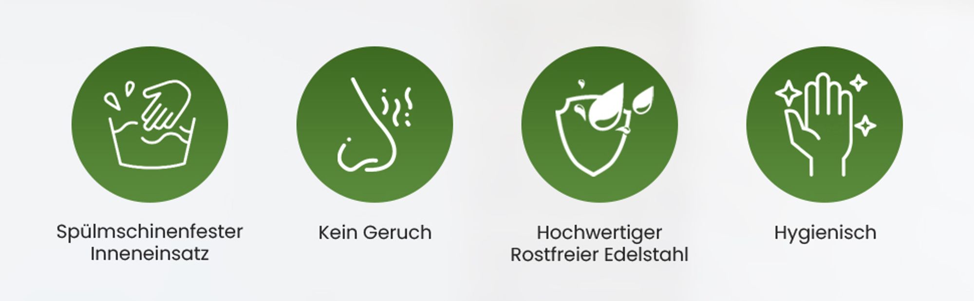 YourCasa® Biomülleimer Küche für Biomüll aus Edelstahl Komposteimer - 4,3L - für die Küche Grün
