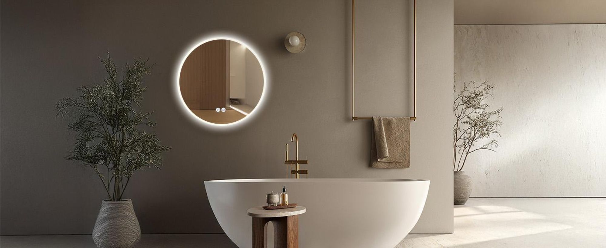 HOKO Gold Badspiegel Led Beleuchtung Rechteck 60x80/80x60cm, Wandspiegel mit Antibeschlag und mit Touch Schalter, Licht Wechsel, Memory Funktion