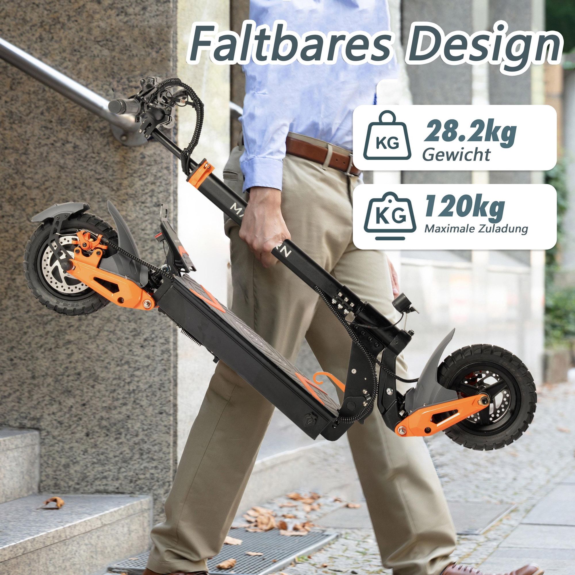 MAXTURN X1 Elektroroller - 48V15.6Ah 10'' Tubeless E-Scooter Aluminiumrahmen - Schwarz