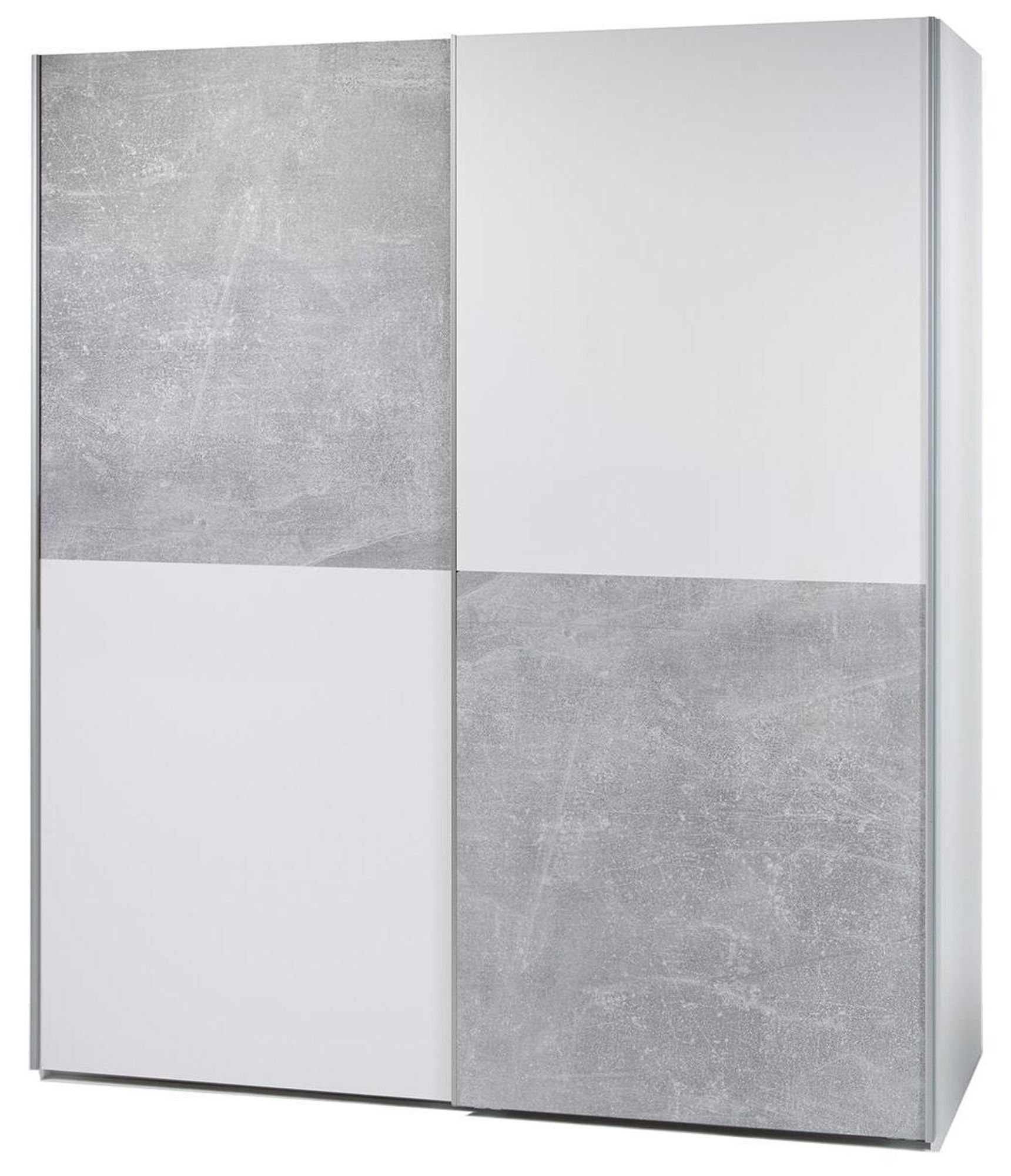 Schwebetürenschrank Noni I – moderner Kleiderschrank mit Schachbrett-Nachbildung und großzügigem Stauraum