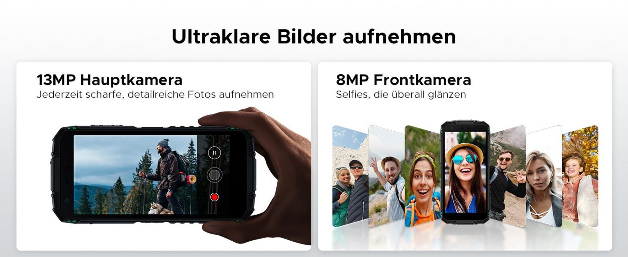 DOOGEE Fire 3 Outdoor Smartphone Handy, 4G, Android 16, IP68/IP69K, 5,5" HD+, 8350mAh, 12+64GB, 13MP, NFC, Gesichtserkennung, ohne Vertrag