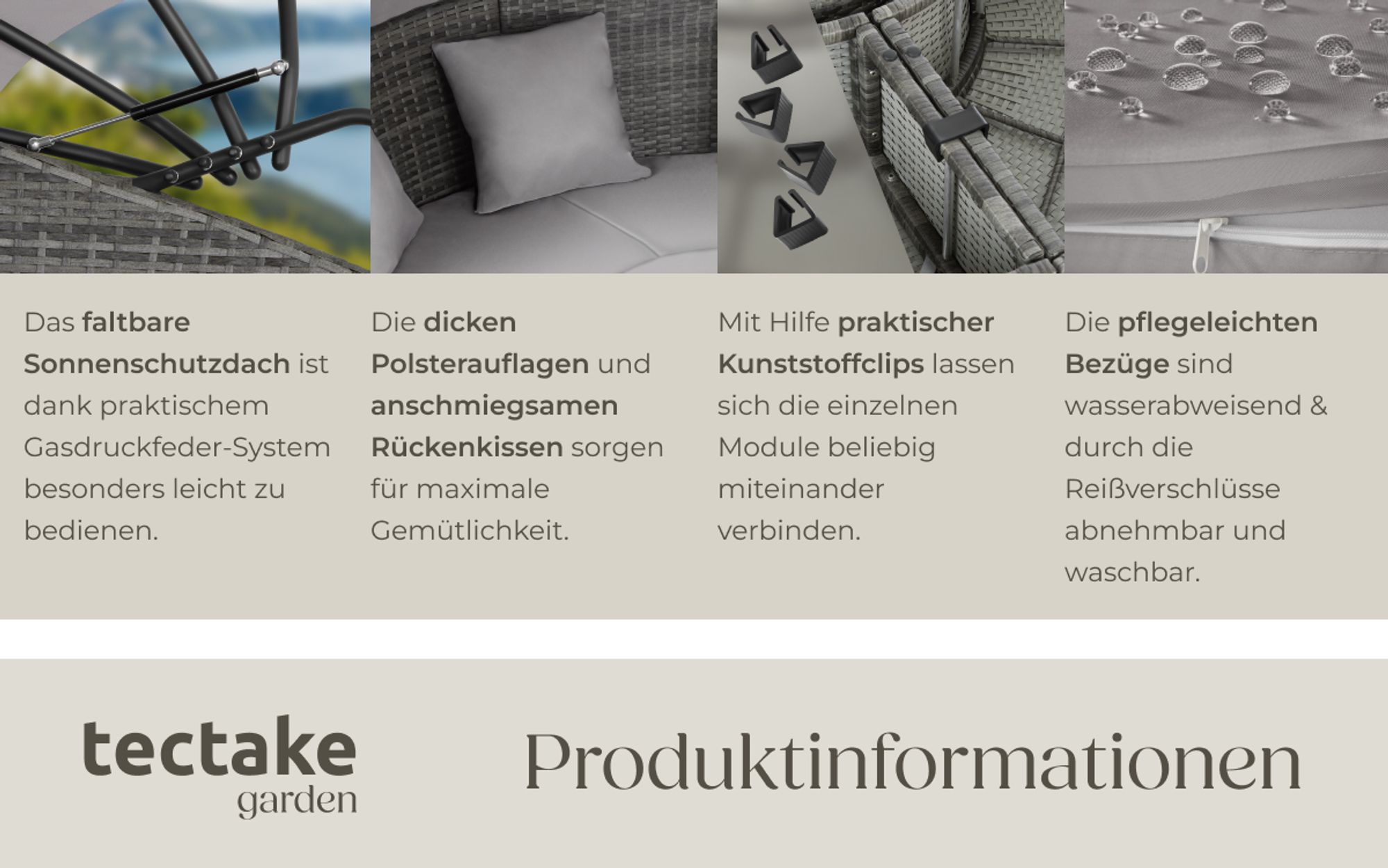 tectake® Rattan Sonneninsel Santorin widerstandsfähig UV-beständig