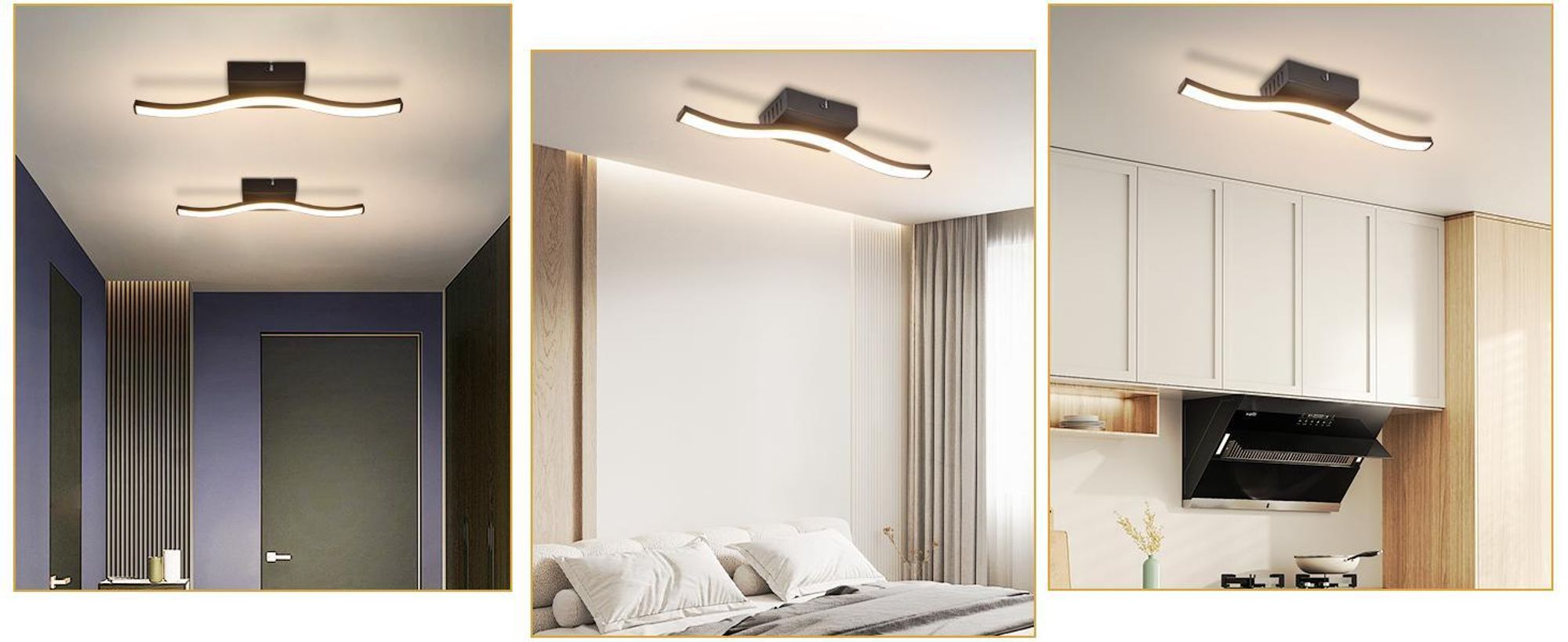 ZMH LED stropné svietidlo, chodbové svietidlo, 6 W, 3000 K, čierne stropné svietidlo, interiérové svietidlo do spálne, kuchynské svietidlo, interiérové svietidlo s vlnovým vzorom, teplá biela, stropné osvetlenie