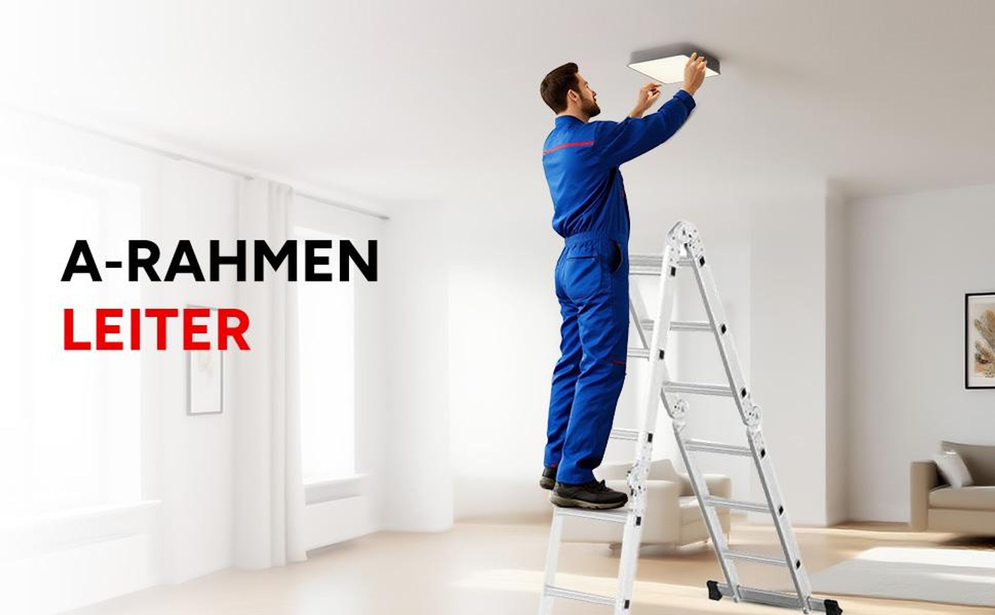 OUTIGO Mehrzweckleiter Multifunktionsleiter Klappleiter Teleskopleiter A-Rahmenleiter 4x3 350cm Anlegeleiter Stehleiter Haushaltsleiter Aluleiter