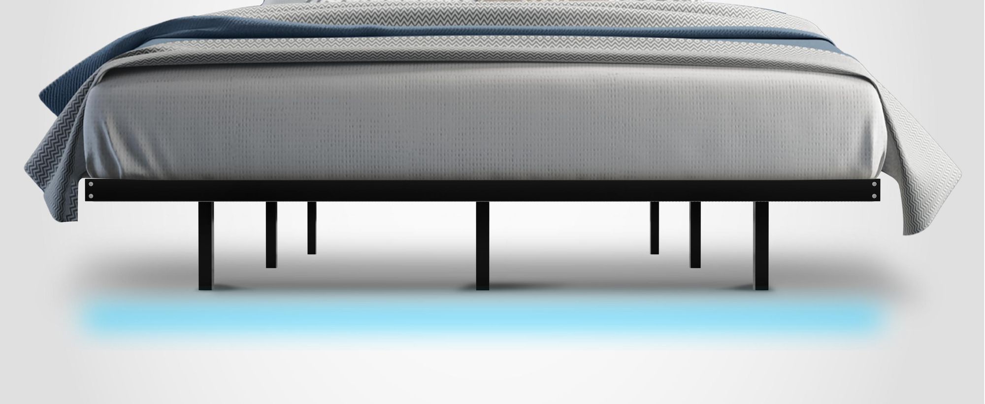Juskys Metallbett Palamos 140x200 cm mit Lattenrost & LED - Schwebebett - Schwarz