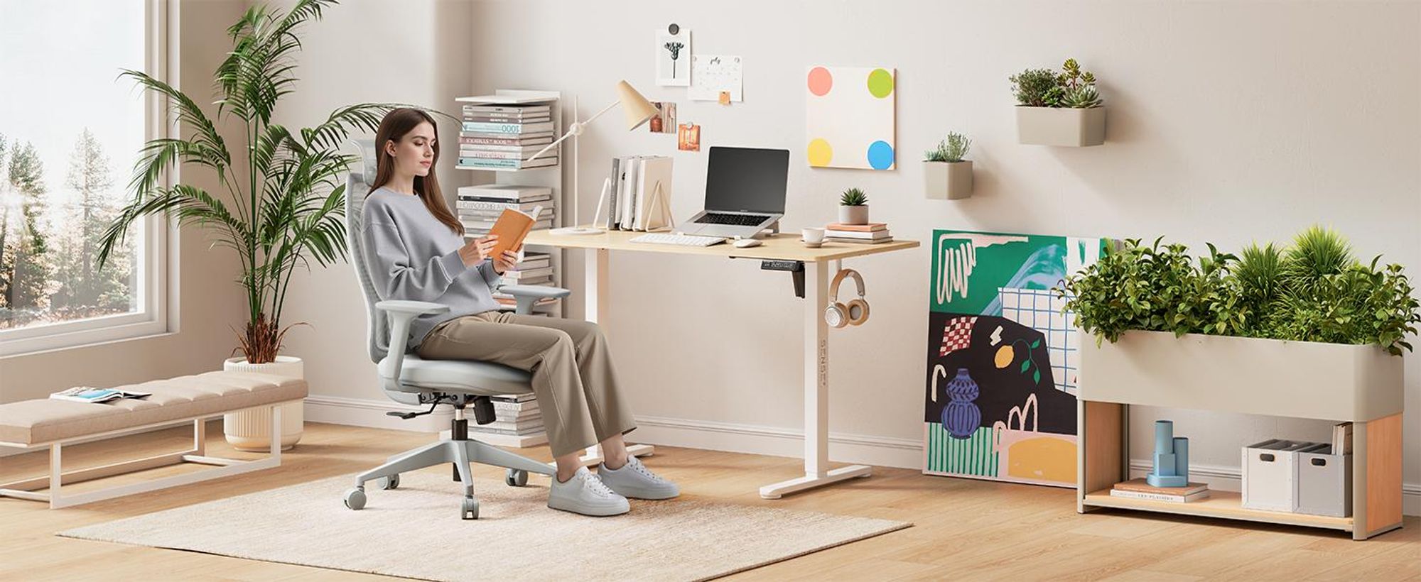 SENSE7 Moyo : chaise de bureau ergonomique, gris, accoudoirs 3D, dossier en résille, soutien lombaire, fauteuil de direction, chaise de bureau pour le télétravail, charge maximale 150 kg