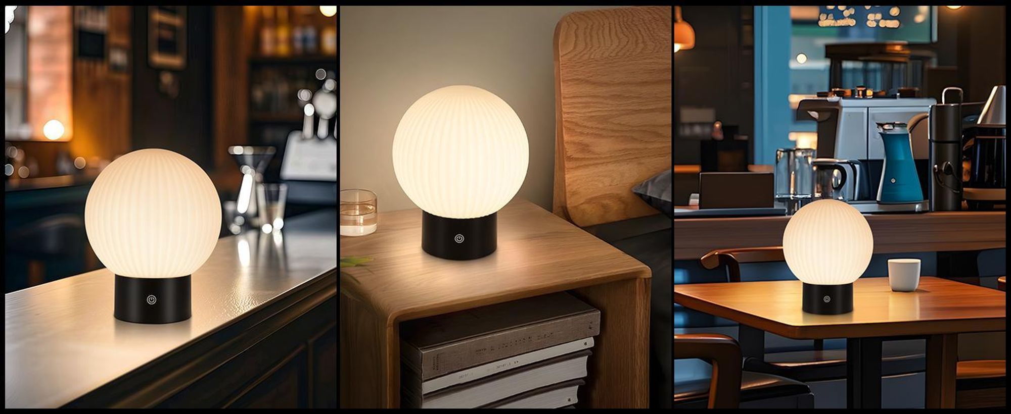 ZMH Lampa Stołowa Bezprzewodowa Lampa Nocna LED Akumulatorowa Lampa Stołowa Biała Ściemnialna Lampa Dotykowa Akumulatorowa Lampa Stołowa USB Okrągłe Szklane Lampy Stołowe