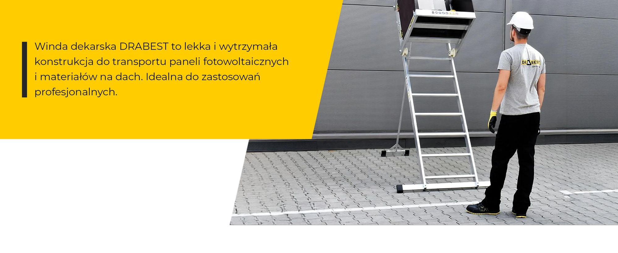 Drabest | Winda drabinowa - wciągarka drabinowa - dla dekarzy - maks. udźwig 125 kg - moc silnika 1050 W