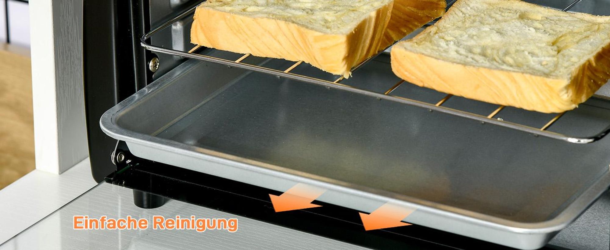HOMCOM Mini Backofen 10 Liter 750W Kleiner Elektrobackofen, Schwarz