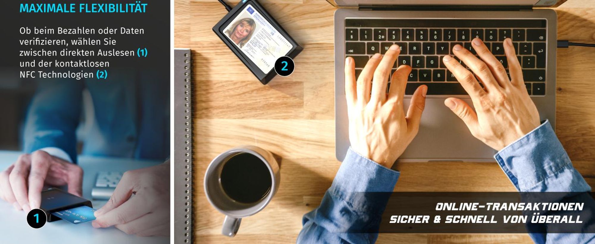 CSL Speicherkartenleser, USB C Smart Card Reader mit NFC, Chipkartenleser, SIM Kartenlesegerät, für Personalausweis Gesundheitskarte (keine ePa) Bankkarte, komp. mit Windows 10 & 11
