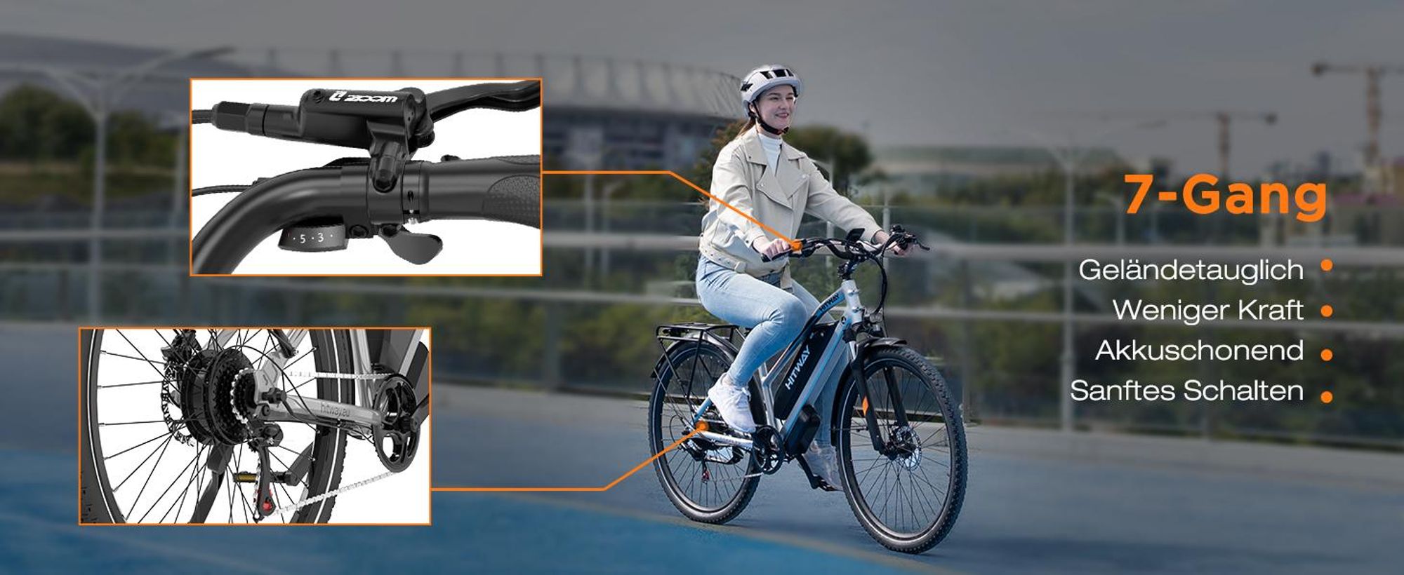HITWAY 28" E Bike, 250W Motor,Elektrofahrrad Trekkingrad E-Bike Herren Damen,48V 16Ah Akku,7-Gang,NFC,APP,70-120km Reichweite