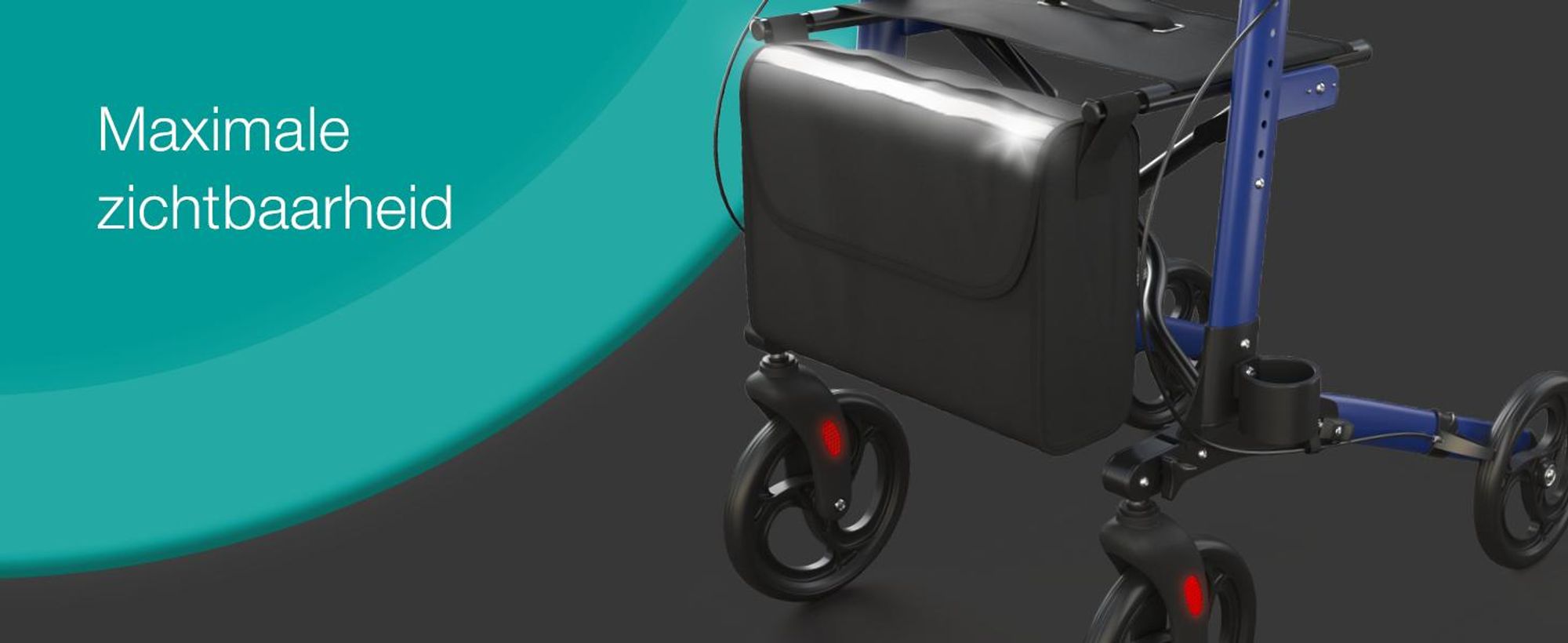 ELONEO inklapbare en lichte rollator met zitplaats, lichtgewicht reiskofferrolator van aluminium, loophulp met 8-voudige hoogteverstelling, inklapbaar in 3 standen