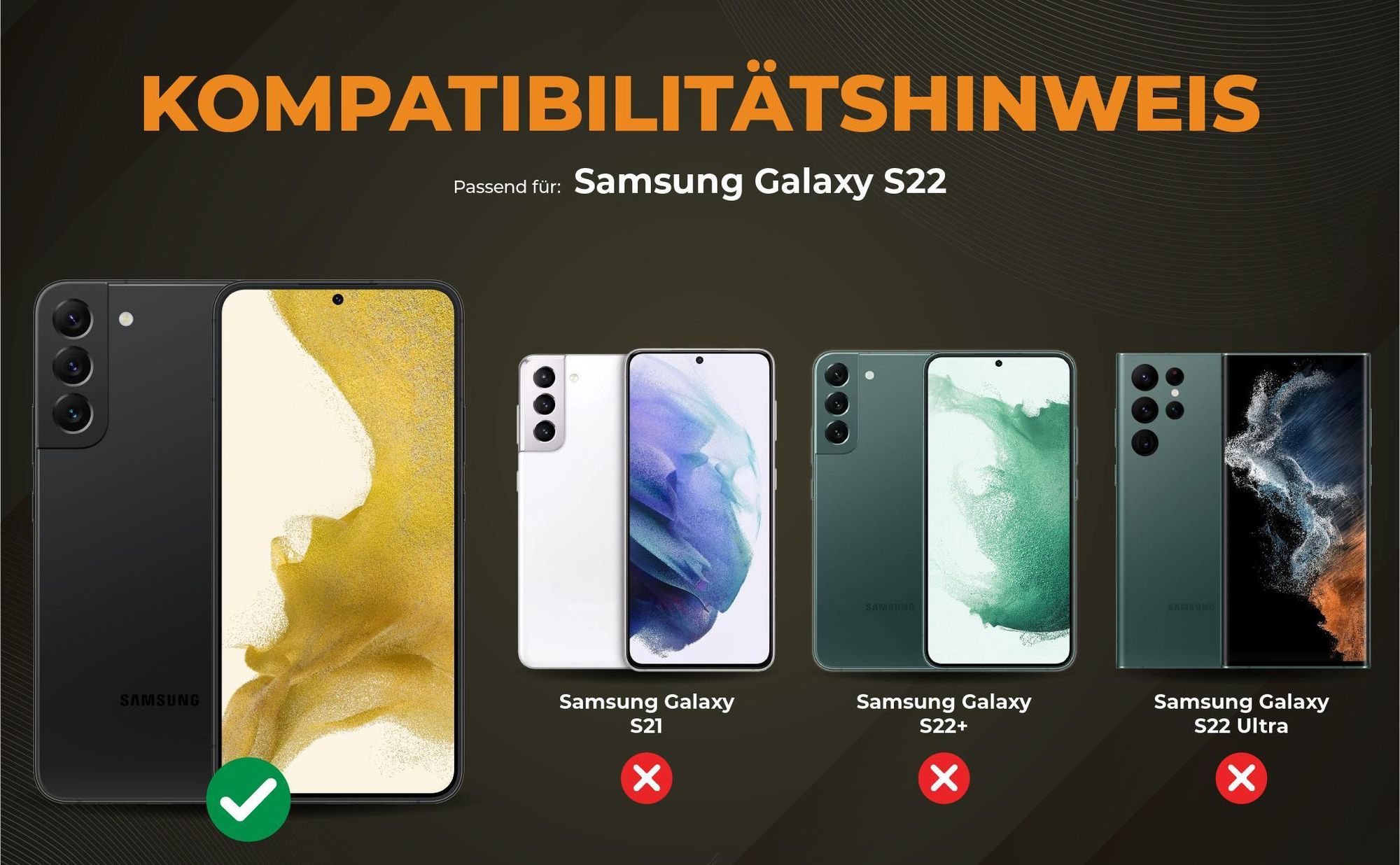 Kompatibilitätshinweise Hülle für Samsung Galaxy S22