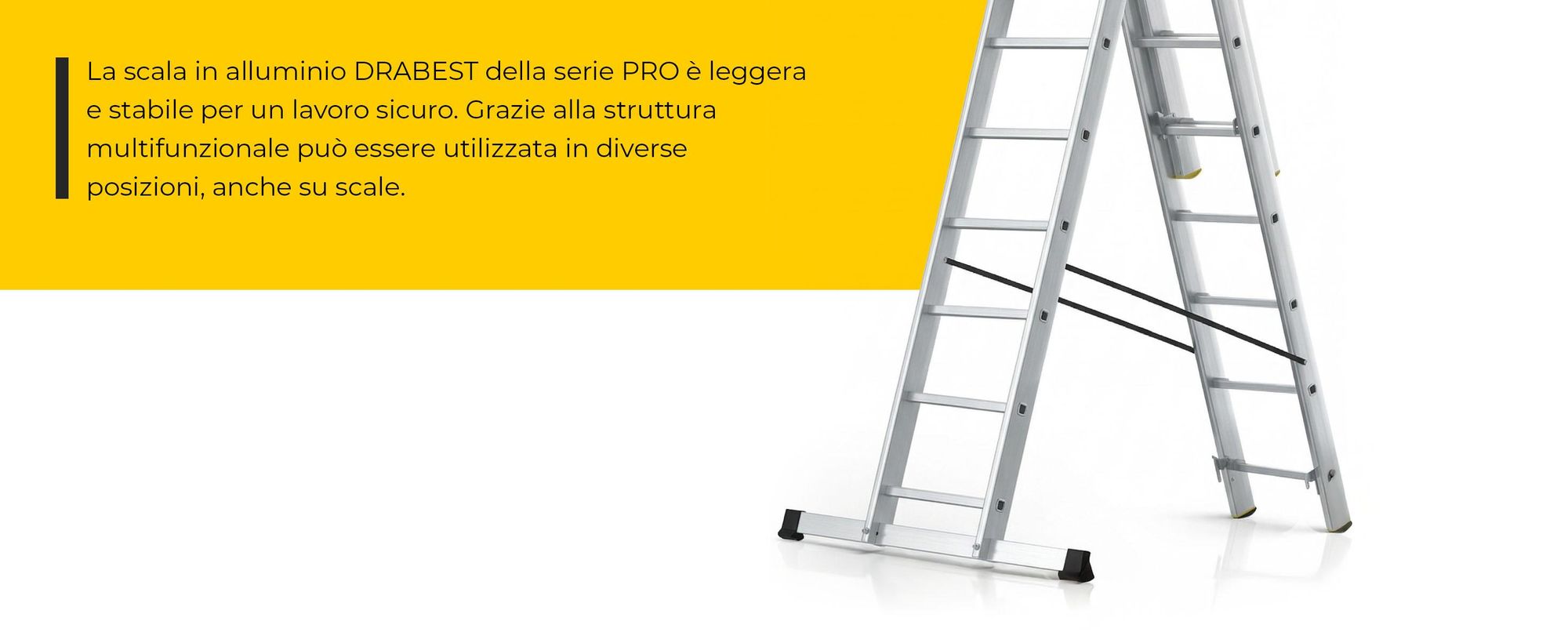 DRABEST | Scala - Serie PRO - Scala in alluminio - 3 sezioni - 9 gradini - Scala multiuso altezza di lavoro 6,32 m - fino a 150 kg