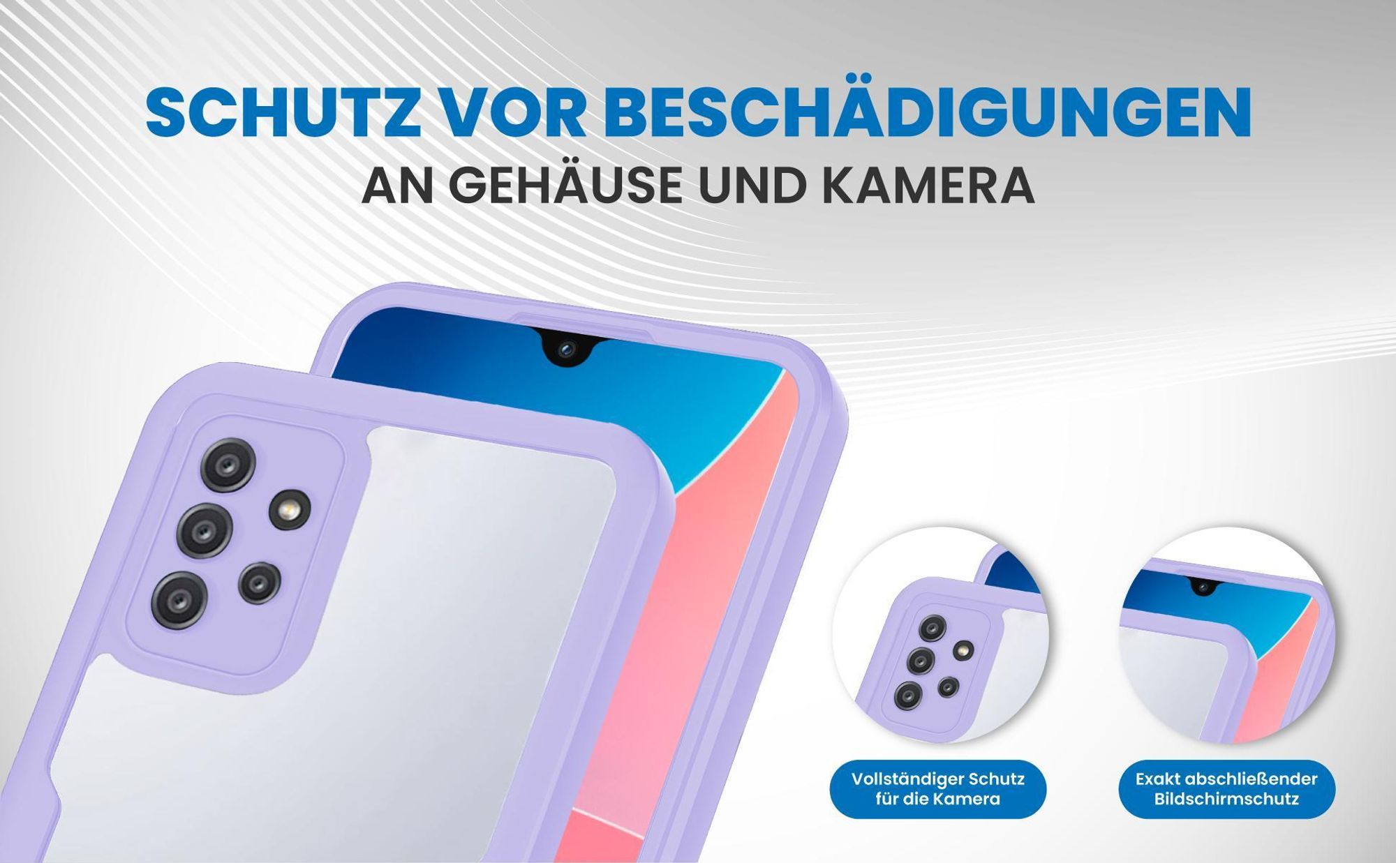 Violette 360 Grad Handyhülle für Samsung Galaxy A53 5G Front und Backcover