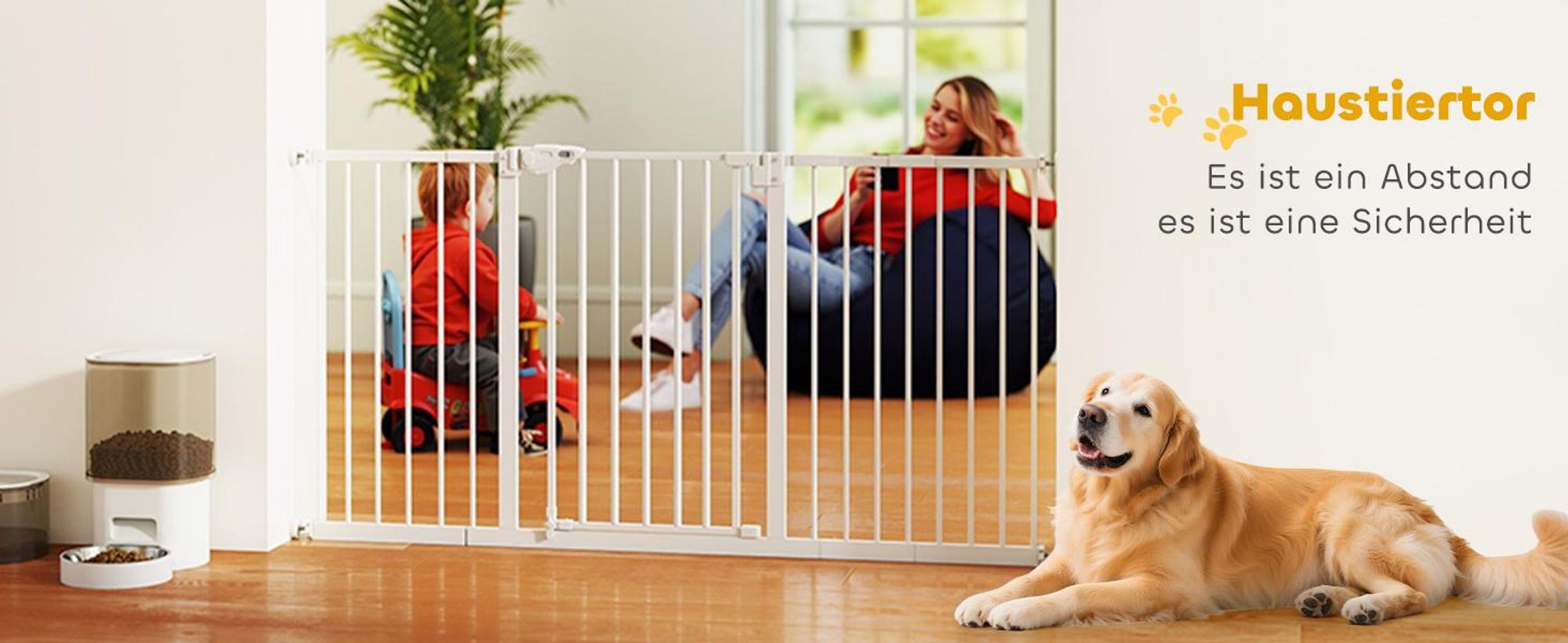 PawHut Türschutzgitter Hunde, Treppenschutzgitter, Hundegitter, Absperrgitter