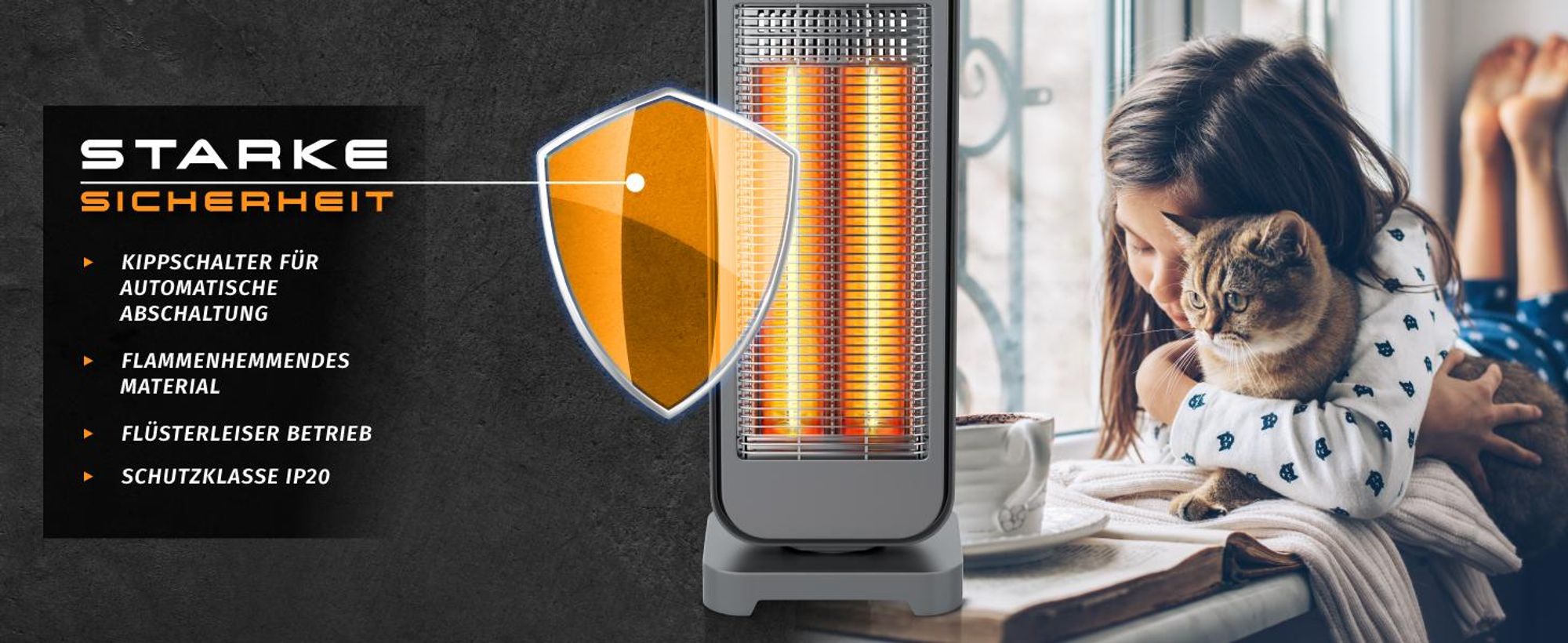 Brandson Carbon-Heizstrahler 900 W, Sicherheitsfunktionen